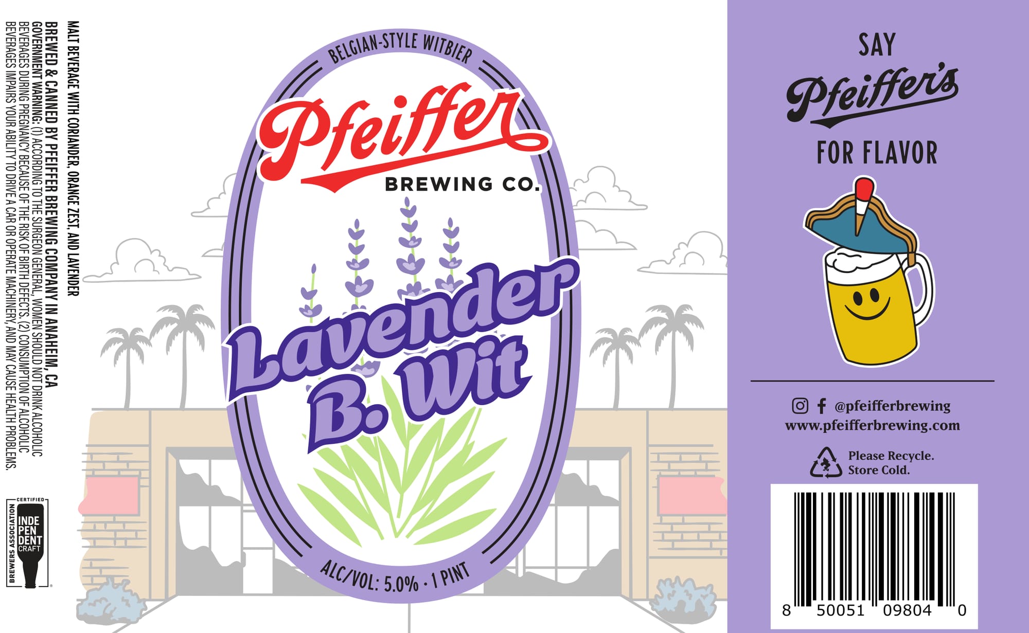 Lavender B. Wit by Pfeiffer Brewing Co. - beer label