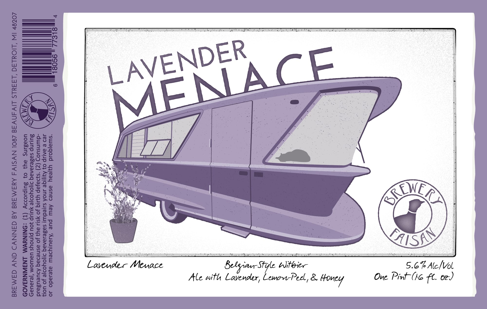 Lavender Menace by Brewery Faisan - beer label