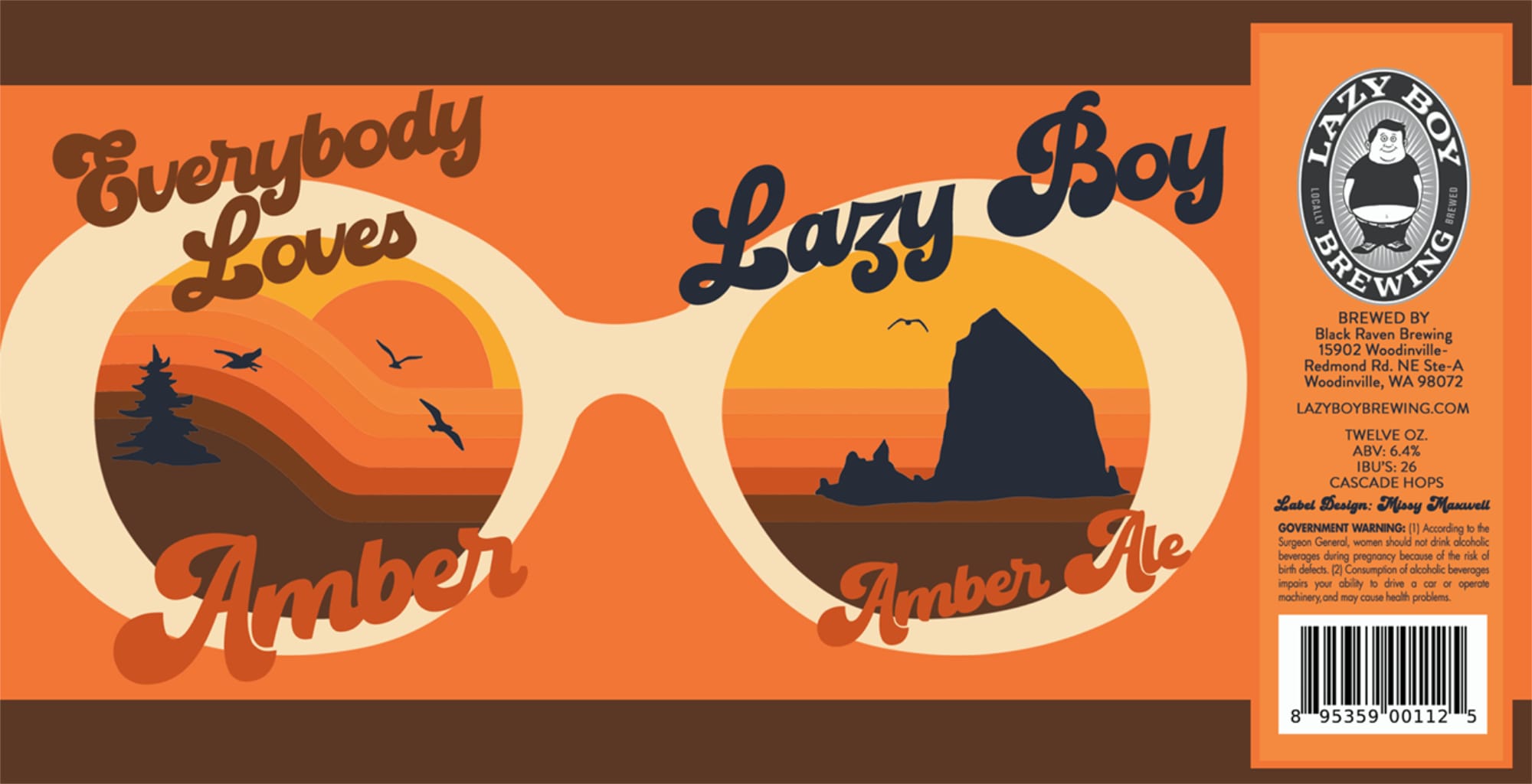 Everybody Loves Amber Ale by Lazy Boy Brewing - beer label