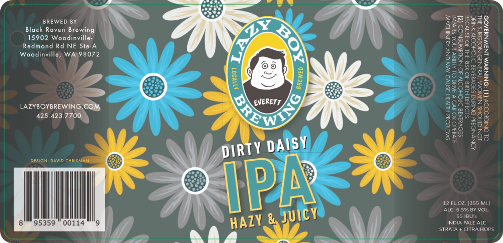 Dirty Daisy IPA by Lazy Boy Brewing - beer label