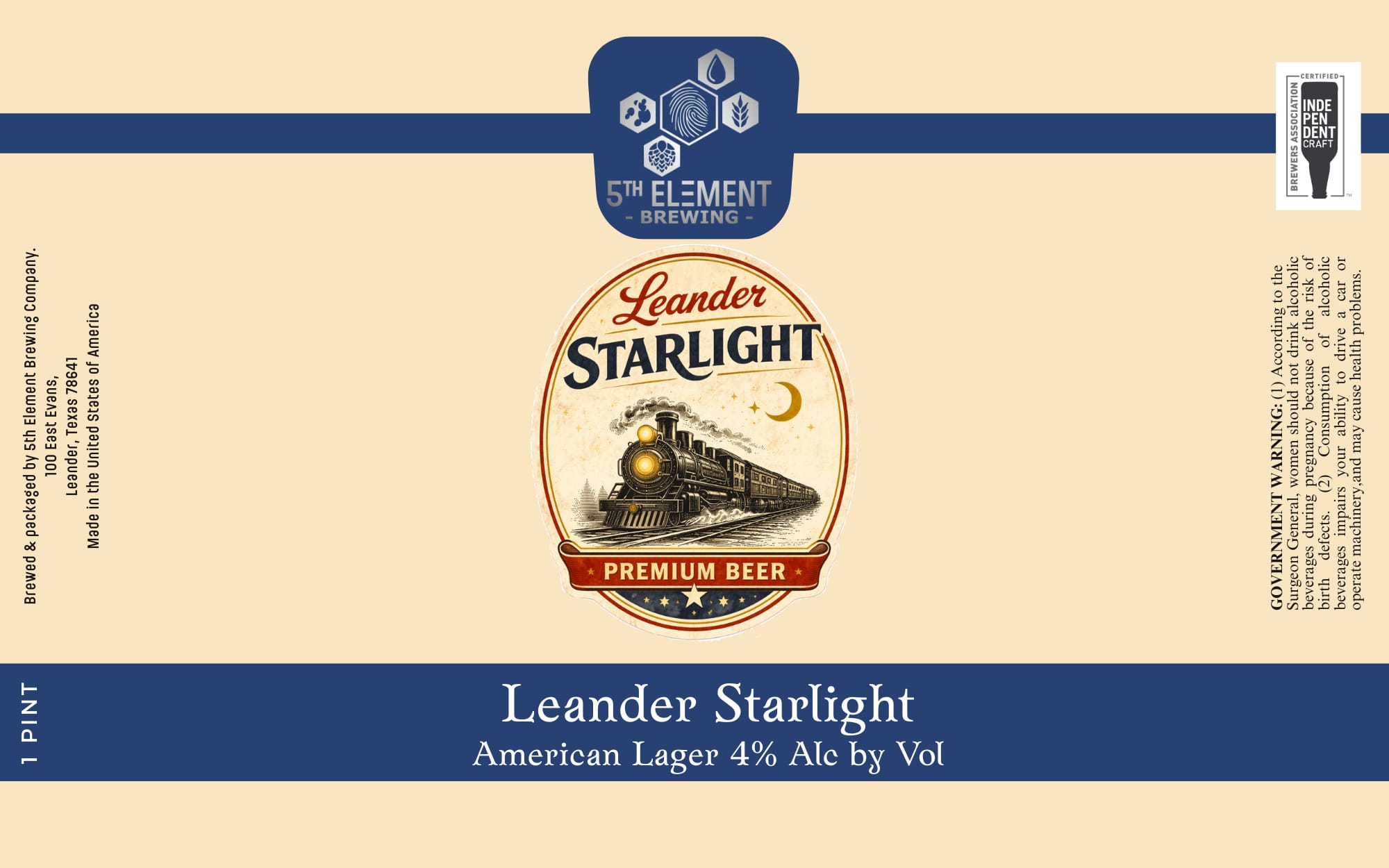 Leander Starlight by 5th Element Brewing Company - beer label