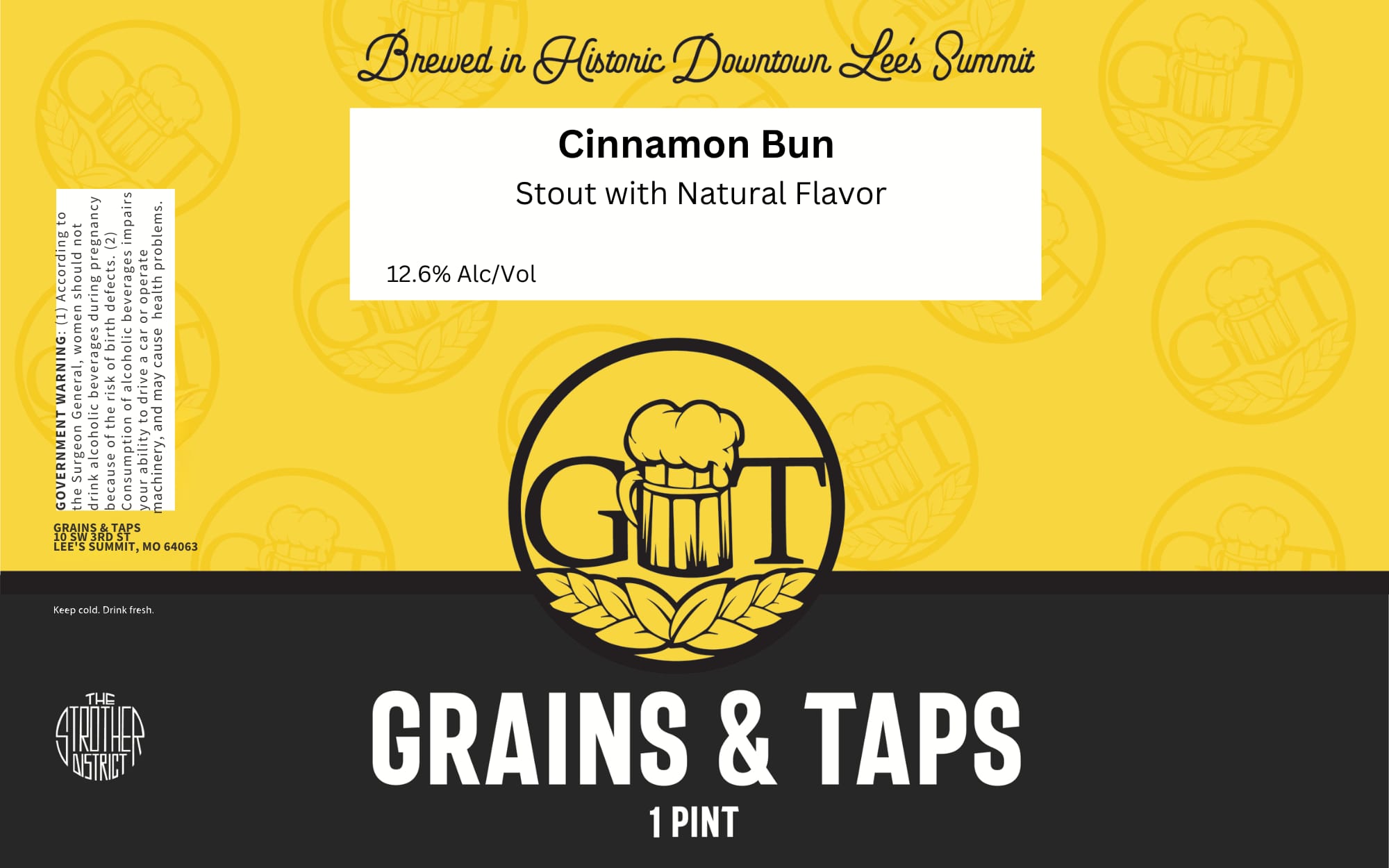 Lee’s Summit Cinnamon Bun Stout by Grains & Taps - beer label