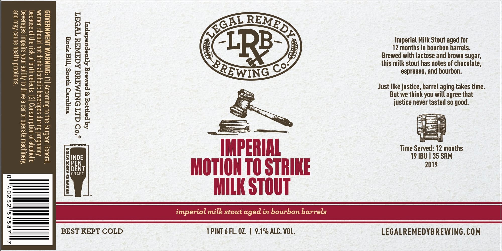 Imperial Motion to Strike Milk Stout by Legal Remedy Brewing Co. - beer label