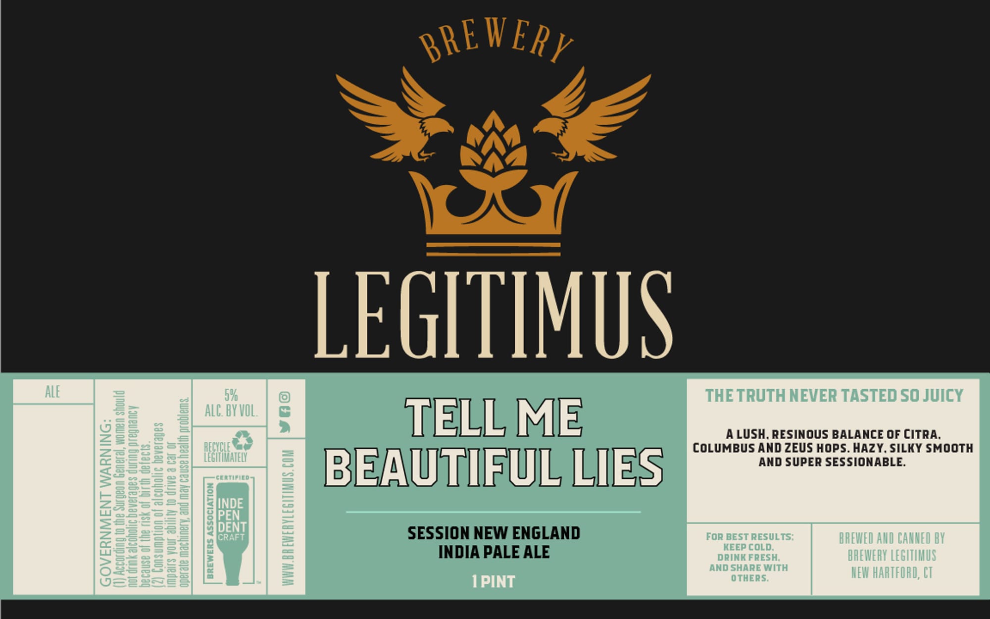 Tell Me Beautiful Lies by Legitimus Brewery - beer label