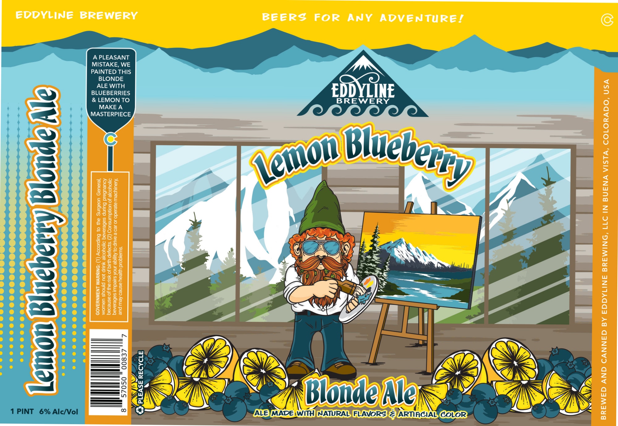Lemon Blueberry Blonde Ale by Eddyline Brewery - beer label