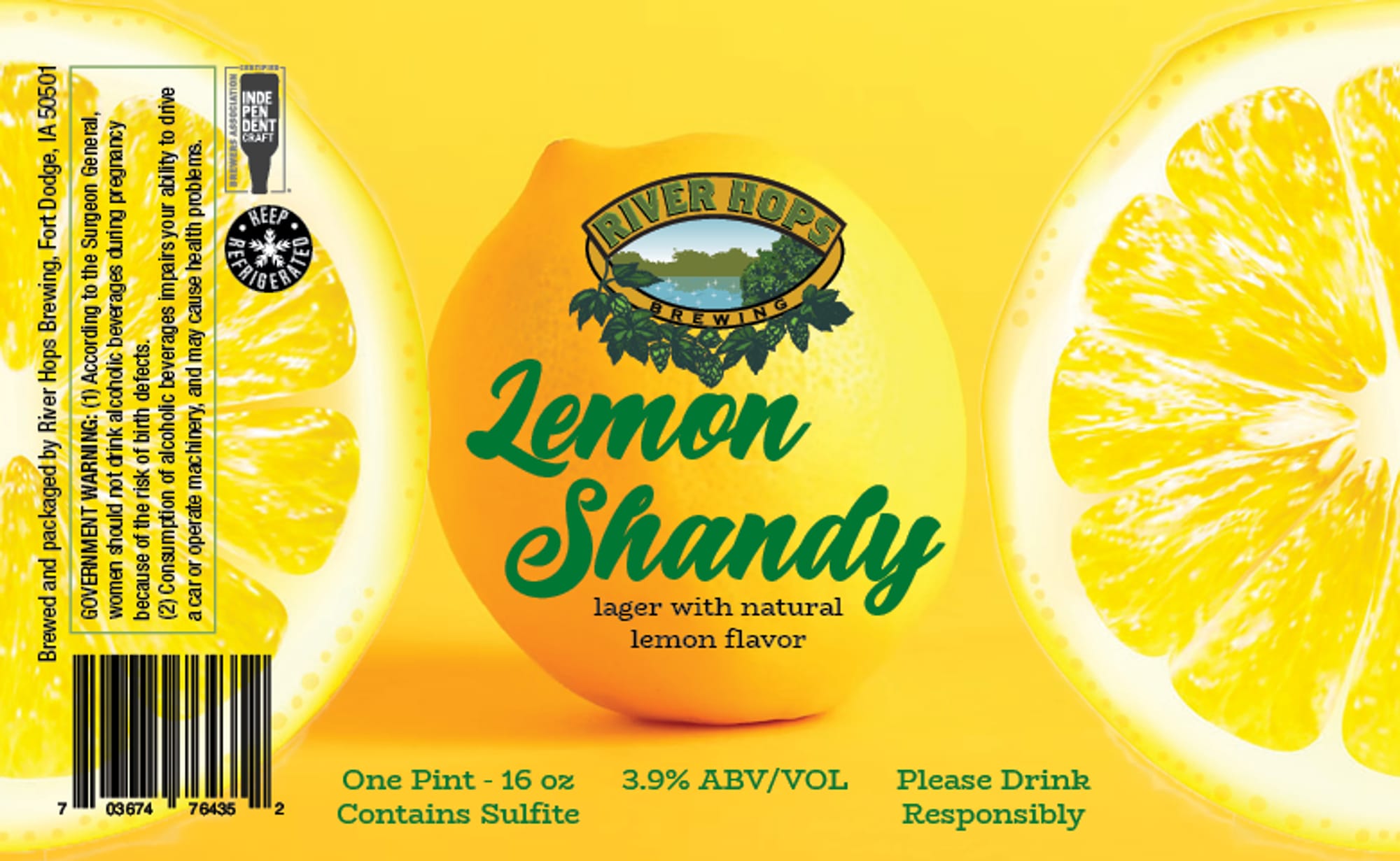 Lemon Shandy by River Hops Brewing - beer label
