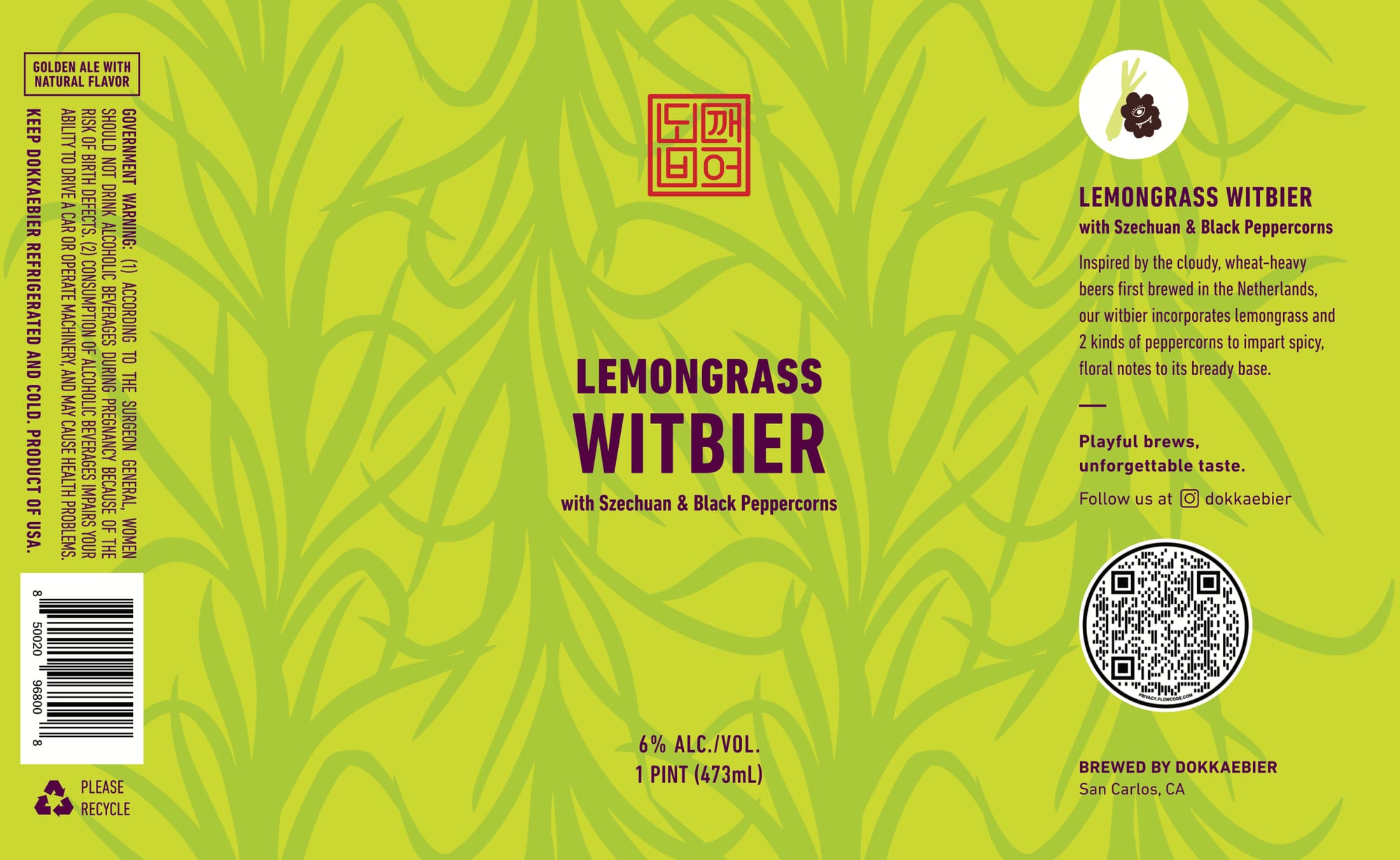 Lemongrass Witbier by Dokkaebier - beer label