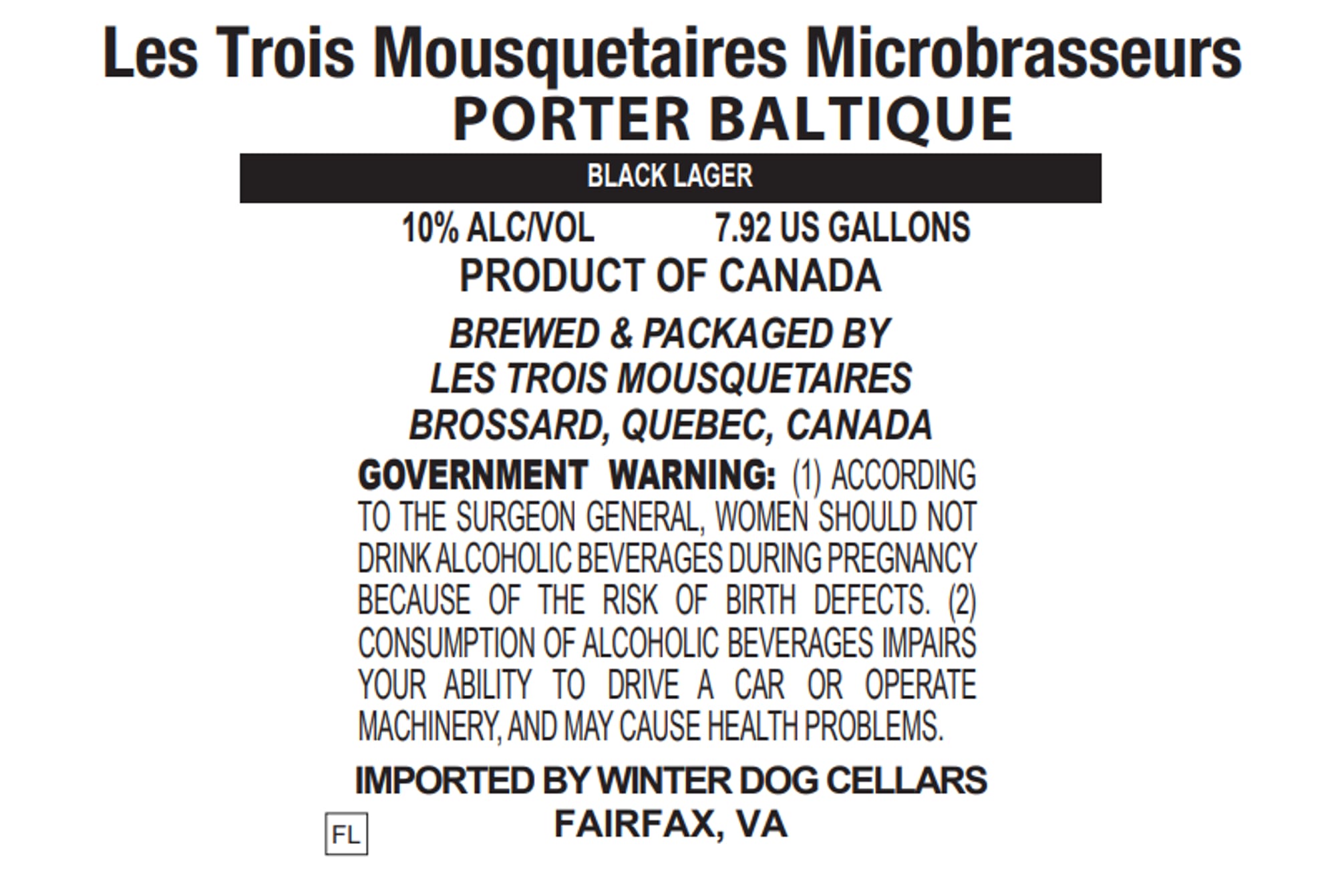 Porter Baltique by Les Trois Mousquetaires - beer label