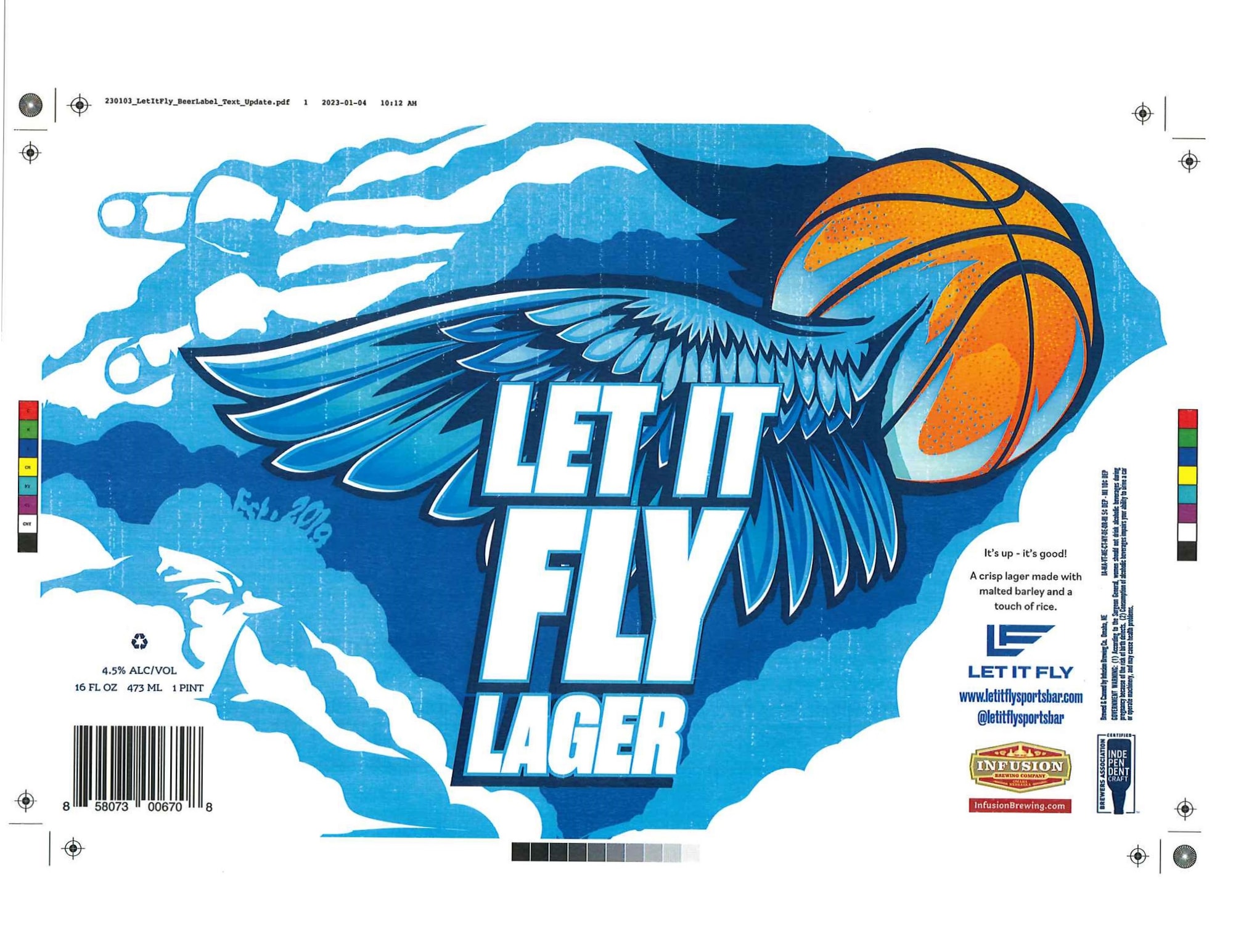 Let It Fly Lager by Infusion Brewing - beer label