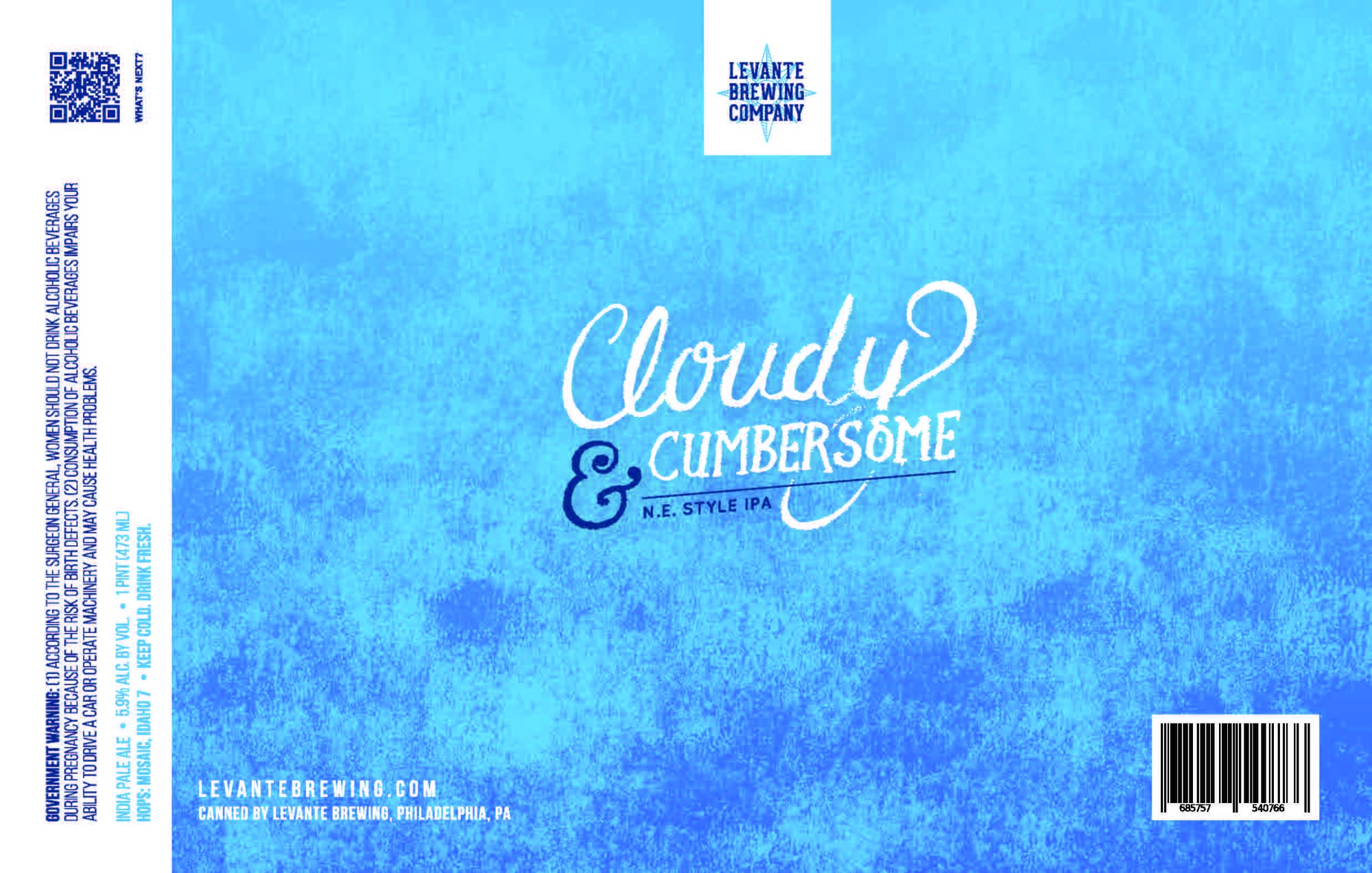 Cloudy & Cumbersome by Levante Brewing Company - beer label