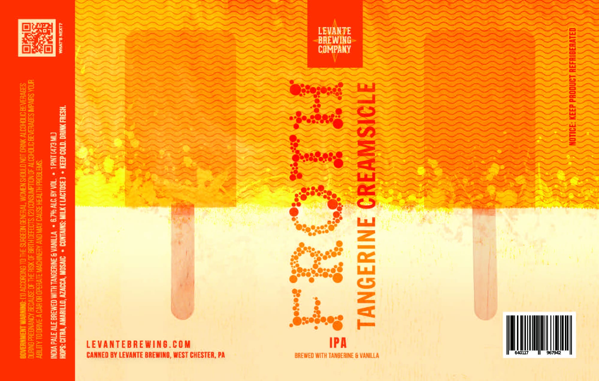 Creamsicle by Levante Brewing Company - beer label