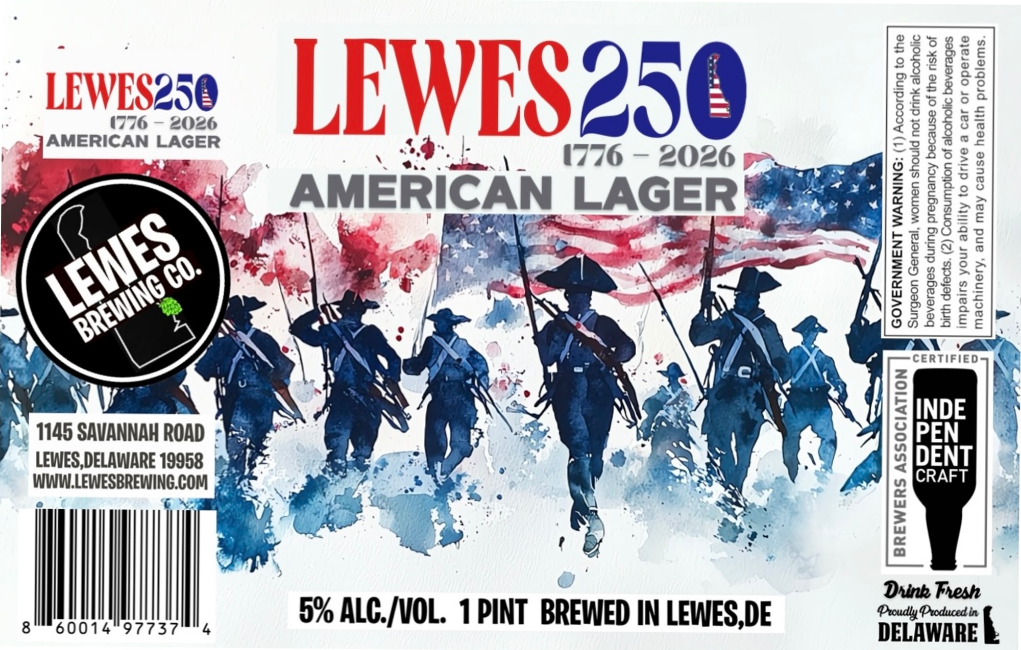 Lewes 250 American Lager by Lewes Brewing Co. - beer label