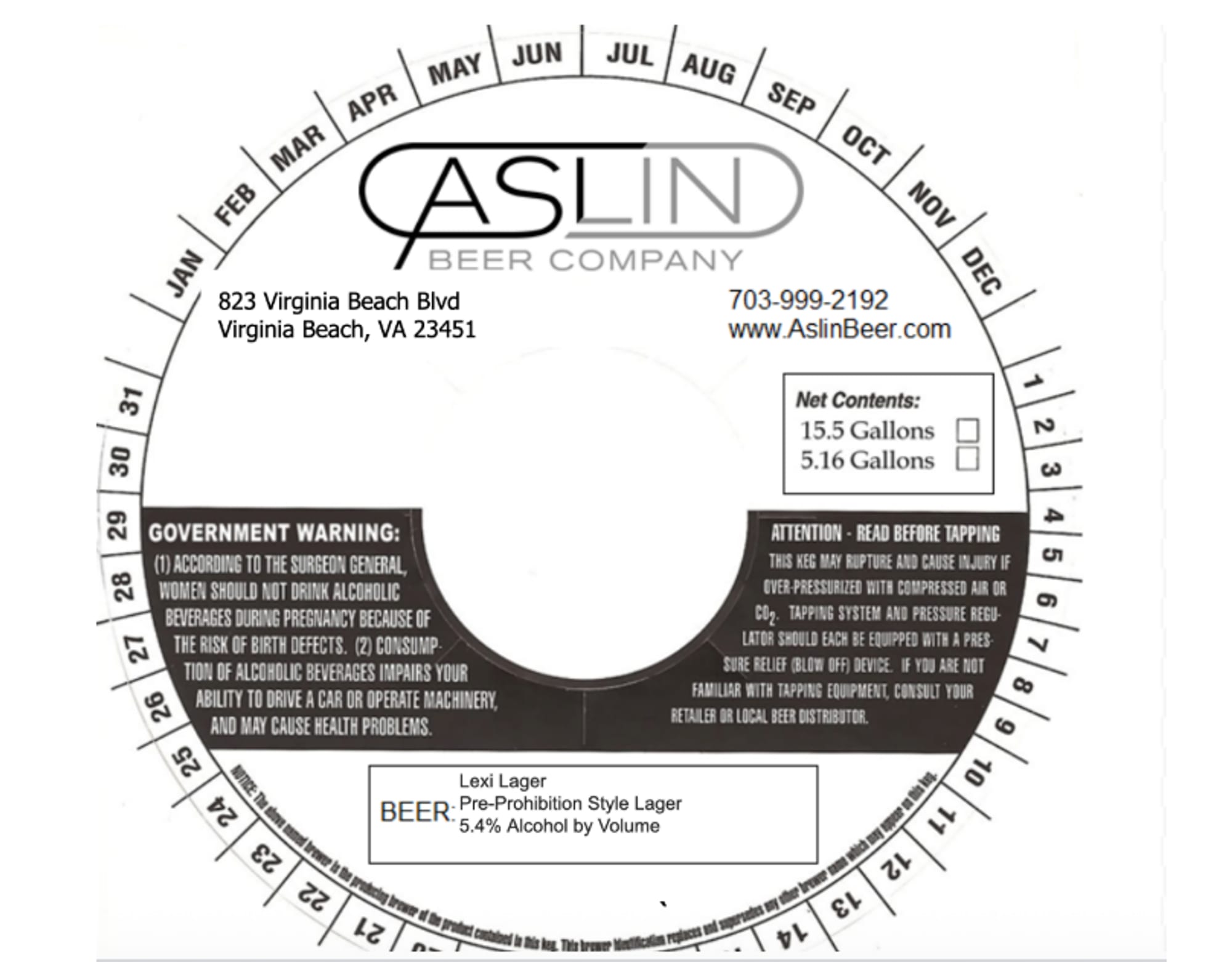 Lexi Lager by Aslin Beer Company - beer label