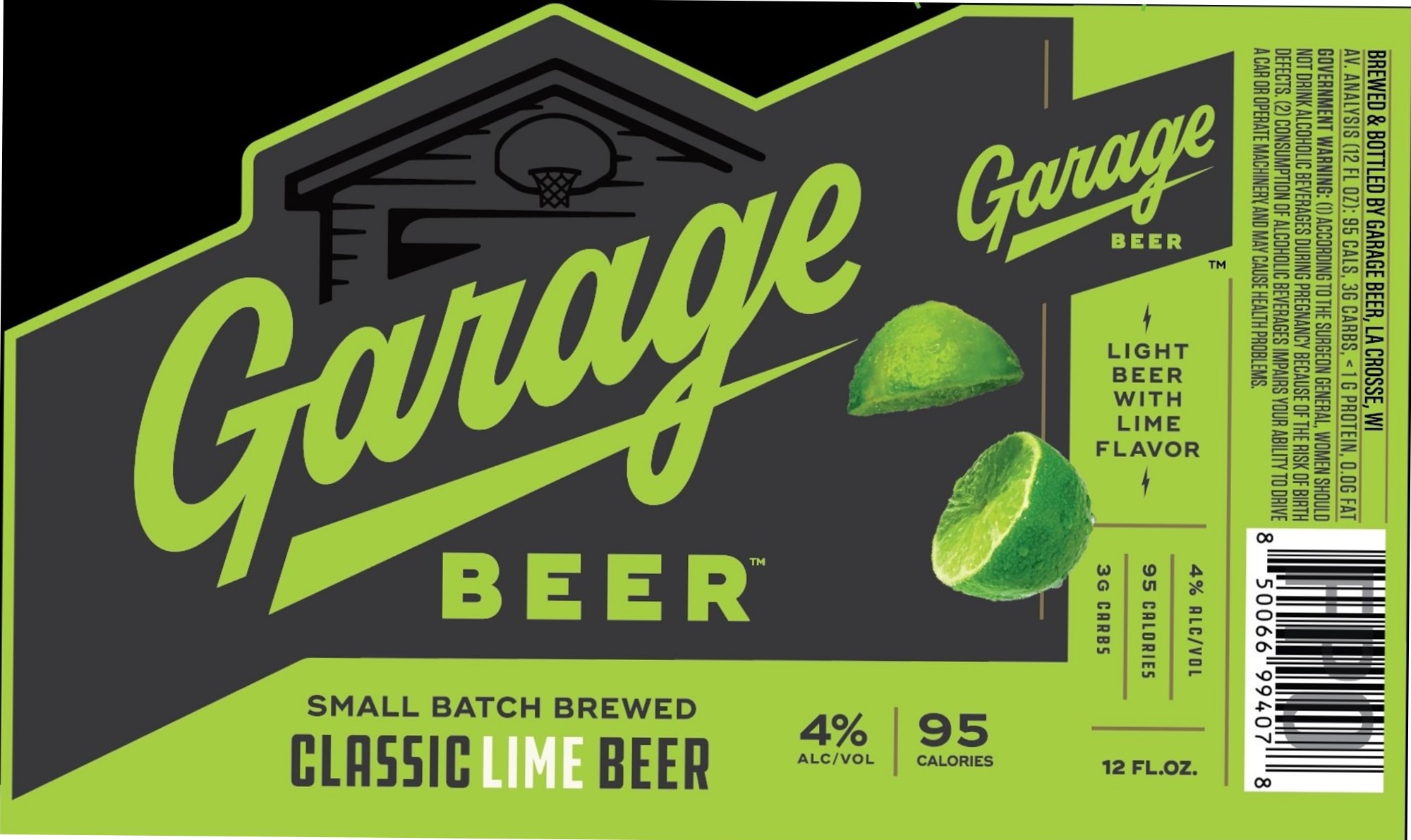 Light Beer with Lime Flavor by Garage Beer - beer label