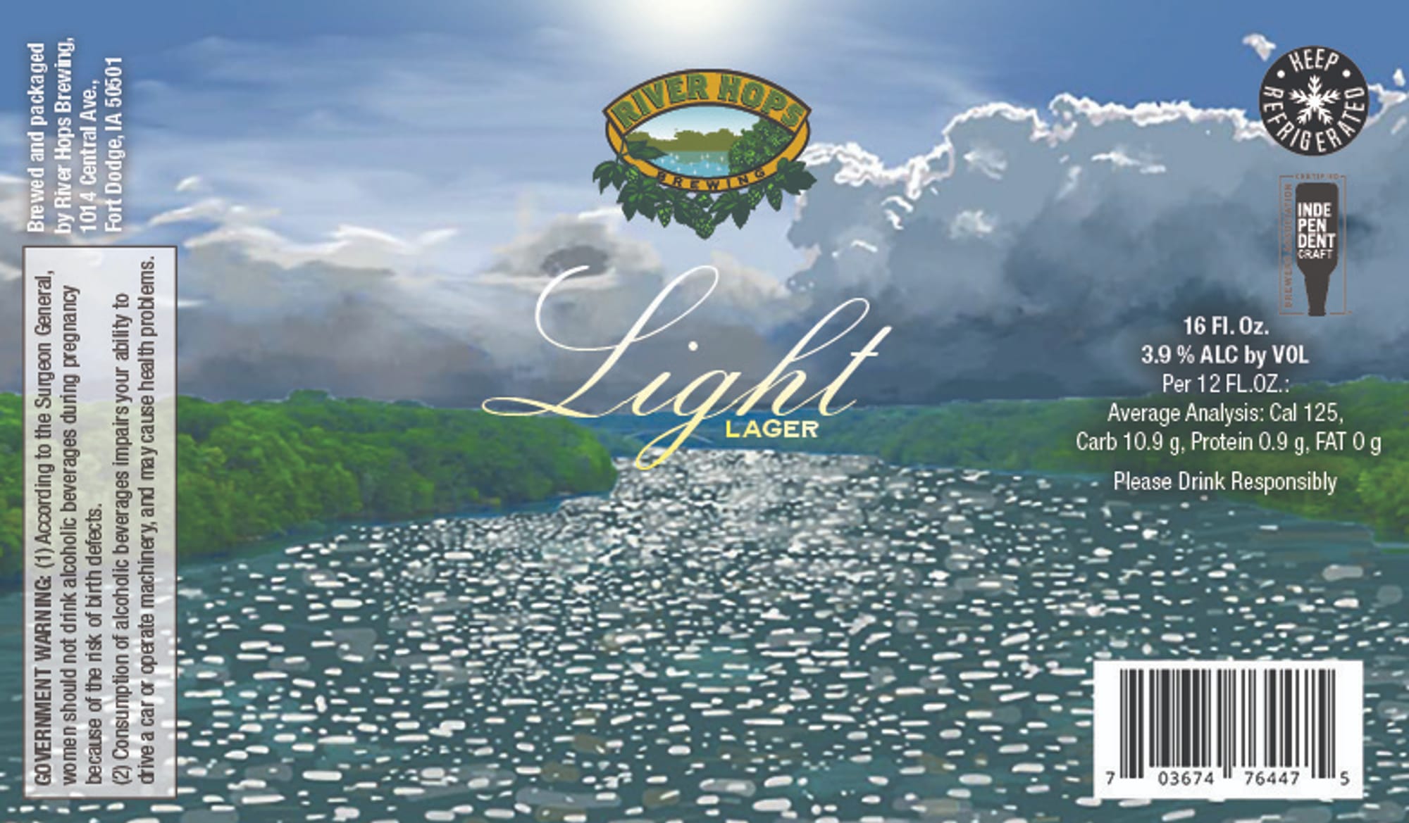 Light Lager by River Hops Brewing - beer label