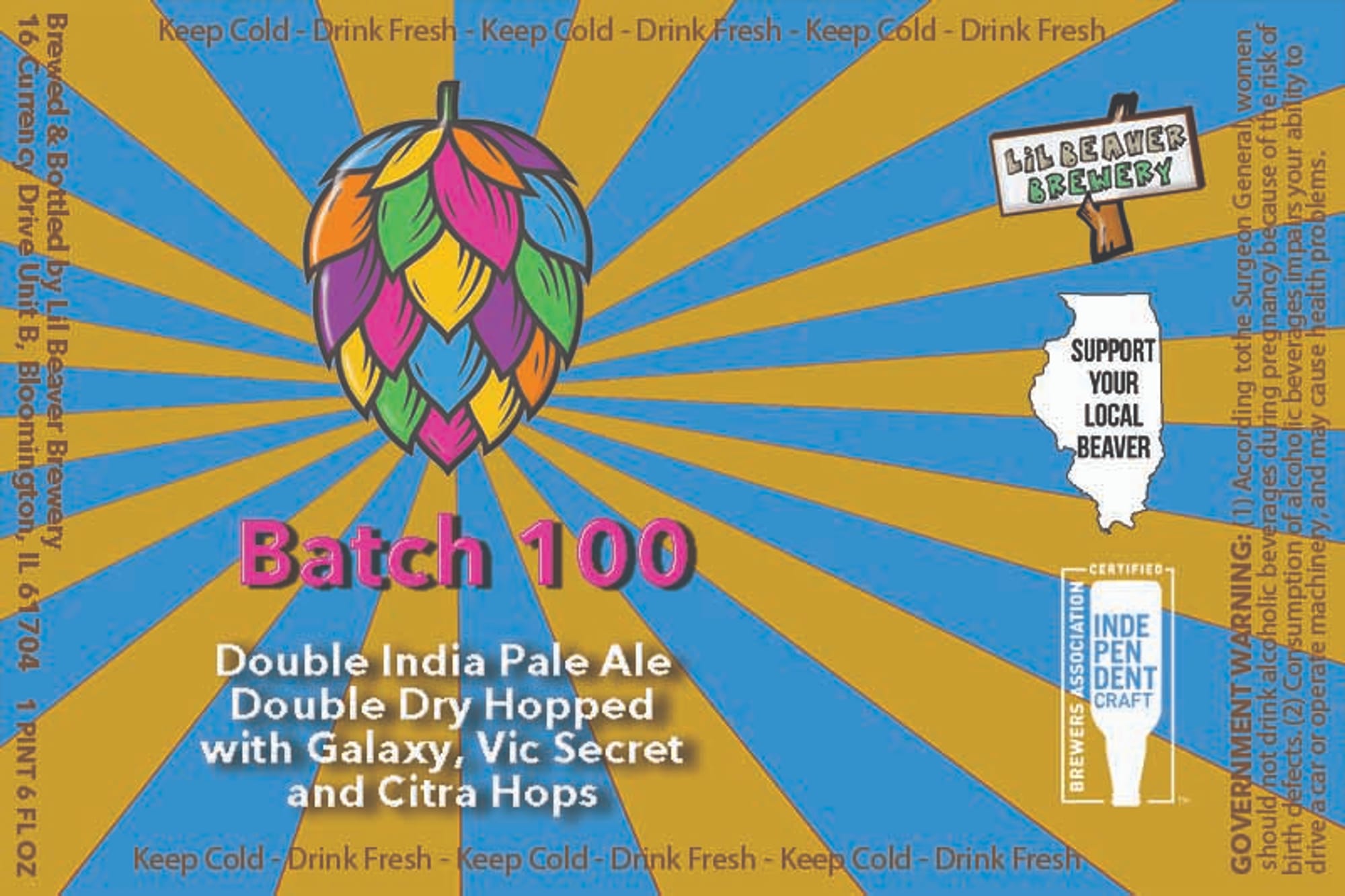 Batch 100 by Lil Beaver Brewery - beer label