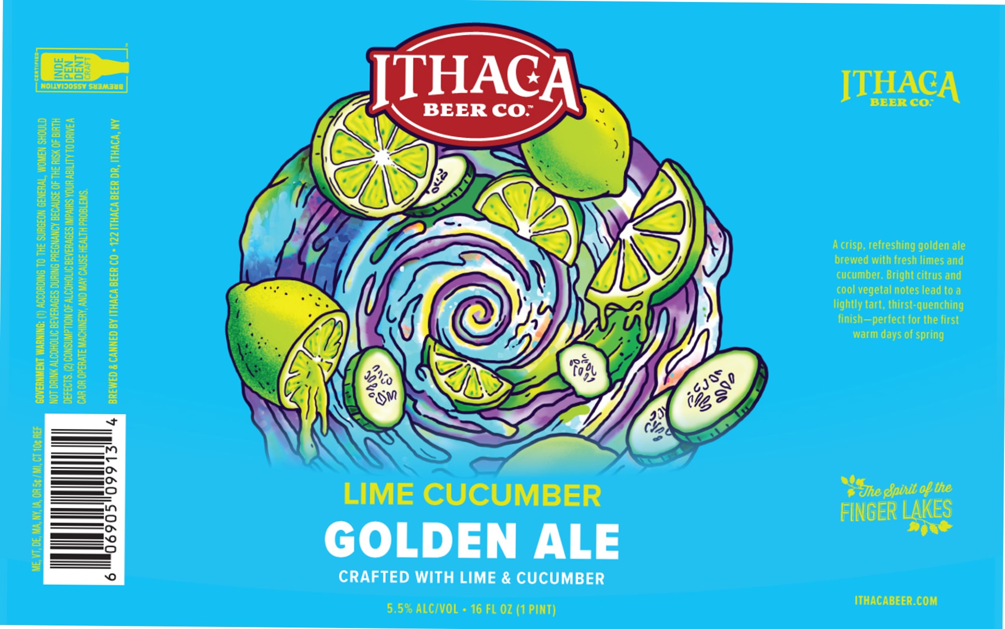 Lime Cucumber Golden Ale by Ithaca Beer Co. - beer label