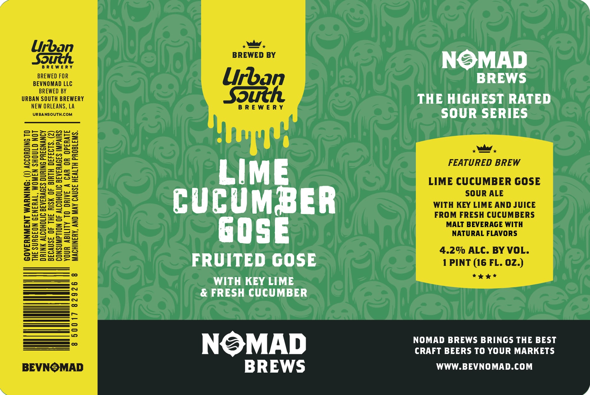 Lime Cucumber Gose by Urban South Brewery - beer label