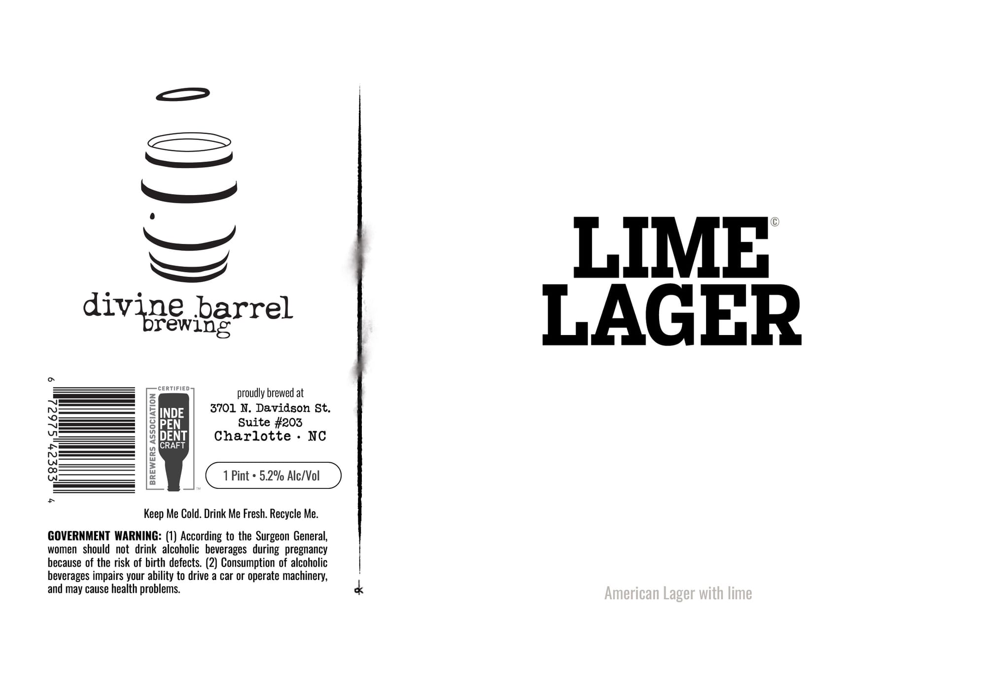 Lime Lager by Divine Barrel Brewing - beer label