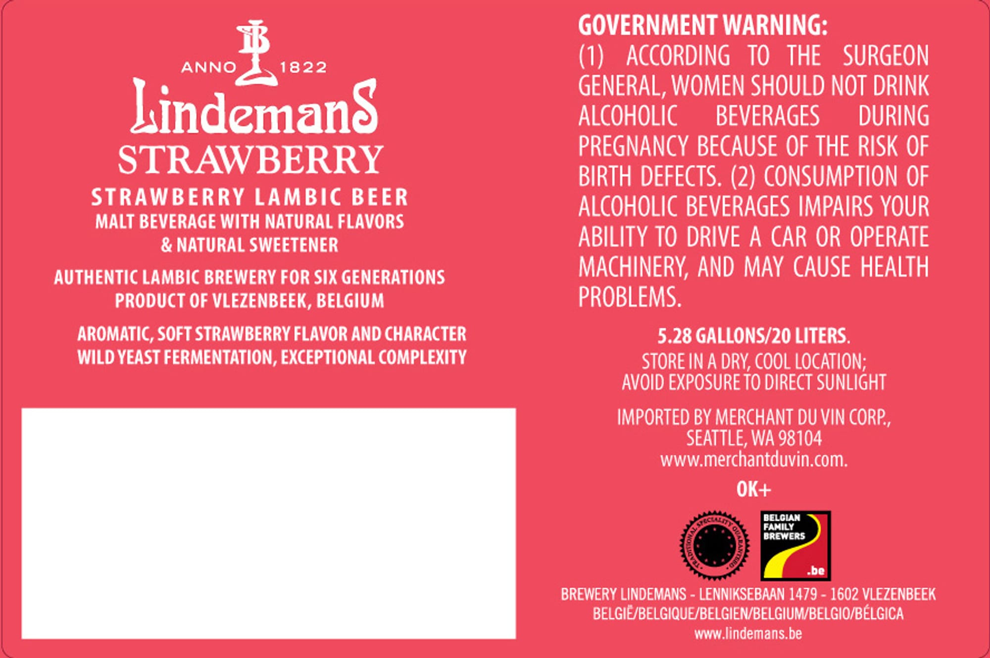 Strawberry Lambic by Lindemans - beer label