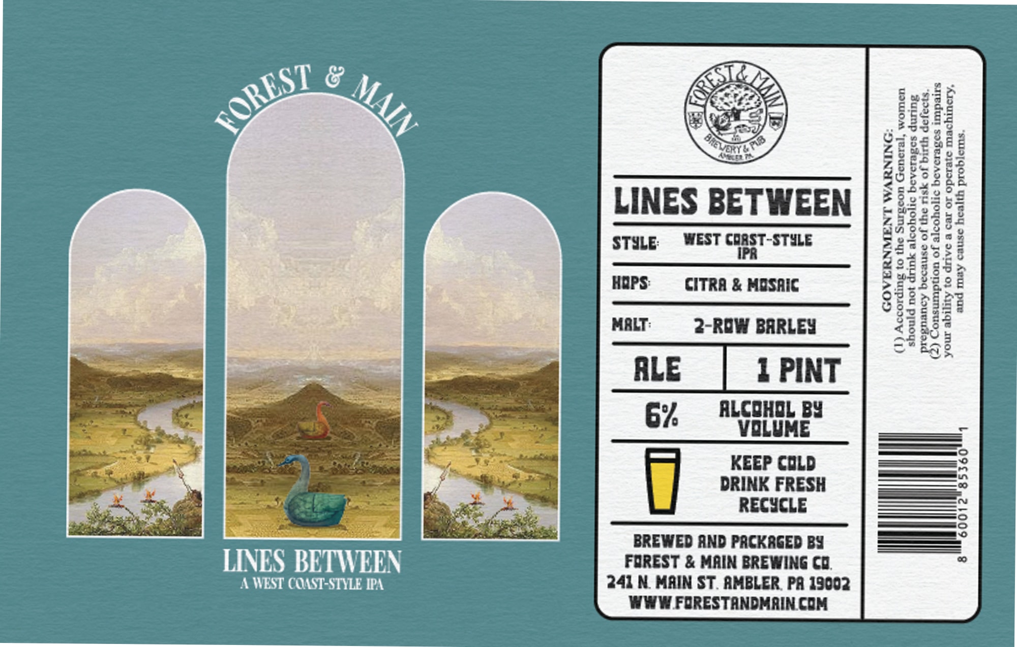 Lines Between by Forest & Main Brewing Co. - beer label