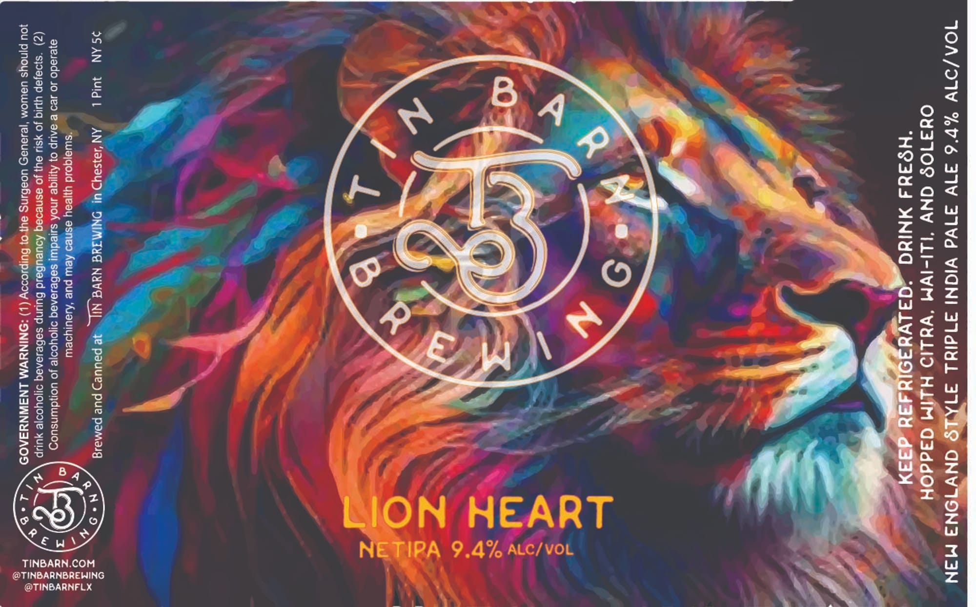 Lion Heart Netira by Tin Barn Brewing - beer label