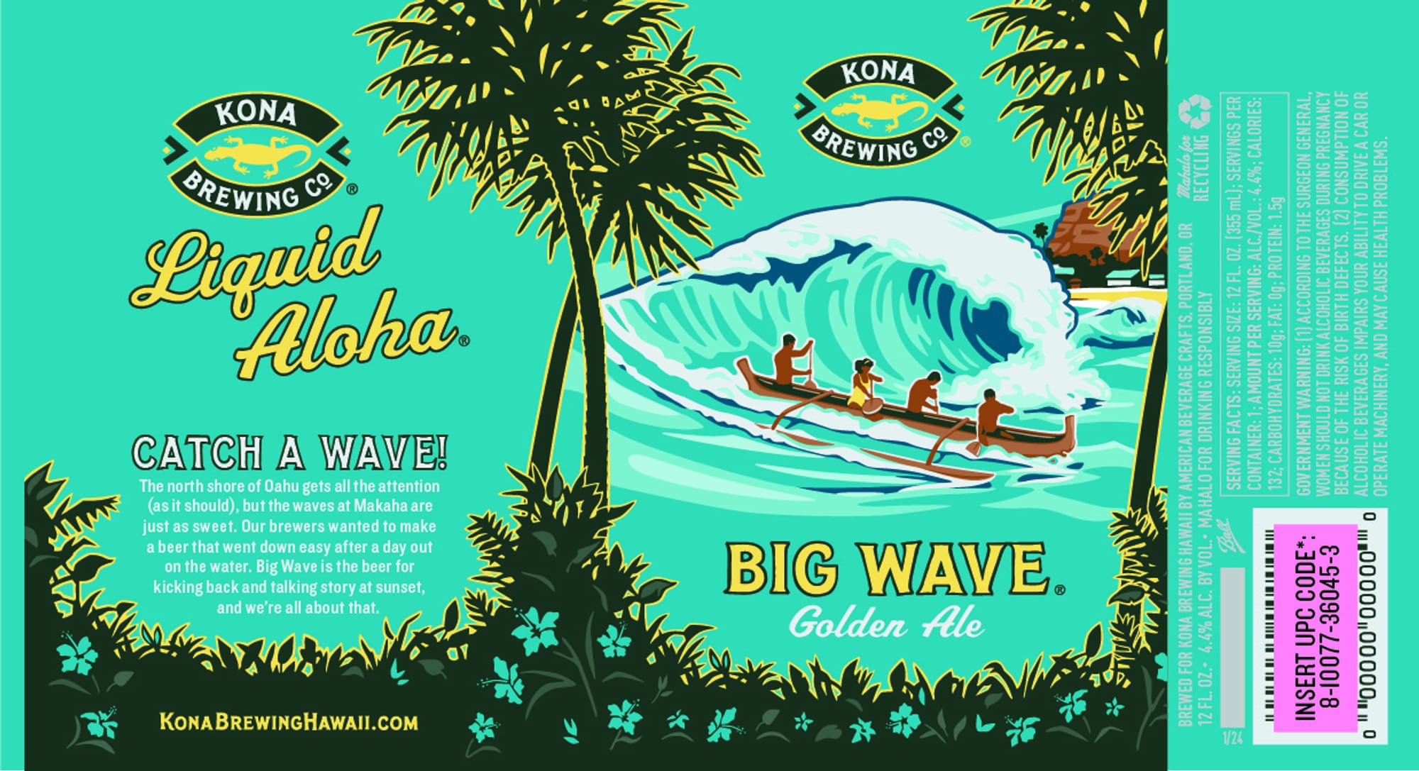 Liquid Aloha – Catch a Wave by Kona Brewing Co. - beer label