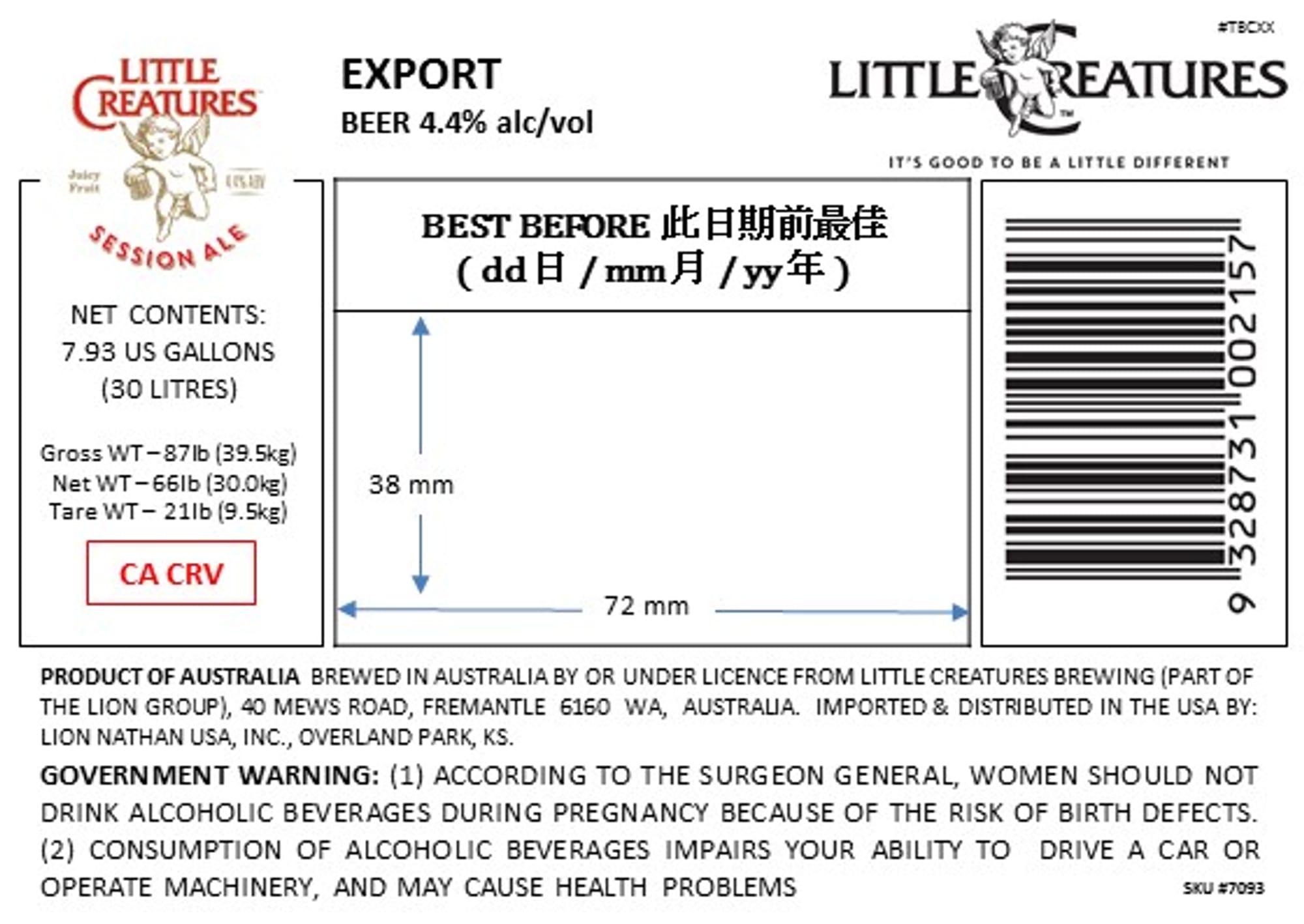 Export Pale Ale by Little Creatures - beer label