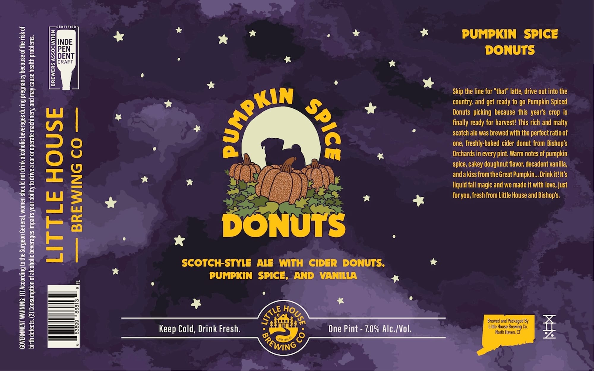 Pumpkin Spice Donuts by Little House Brewing Co. - beer label