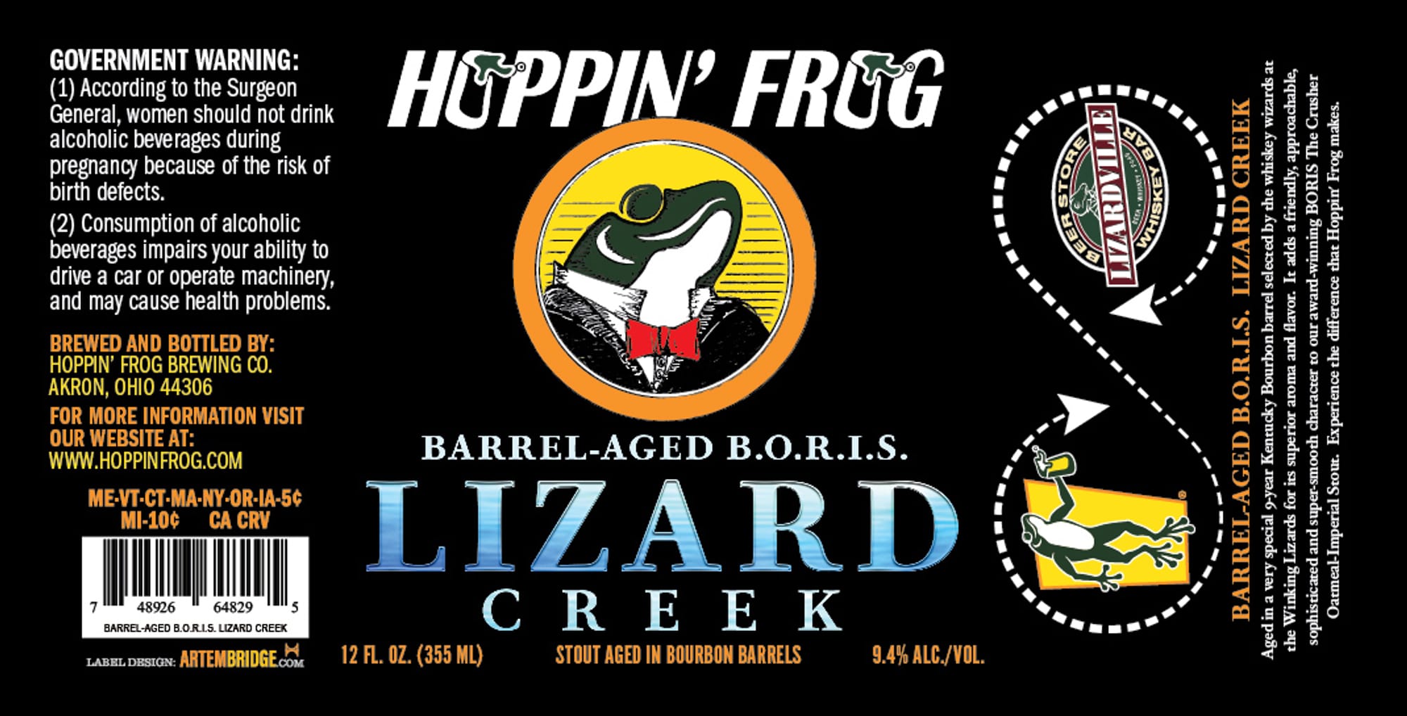 Lizard Creek by Hoppin' Frog Brewery - beer label