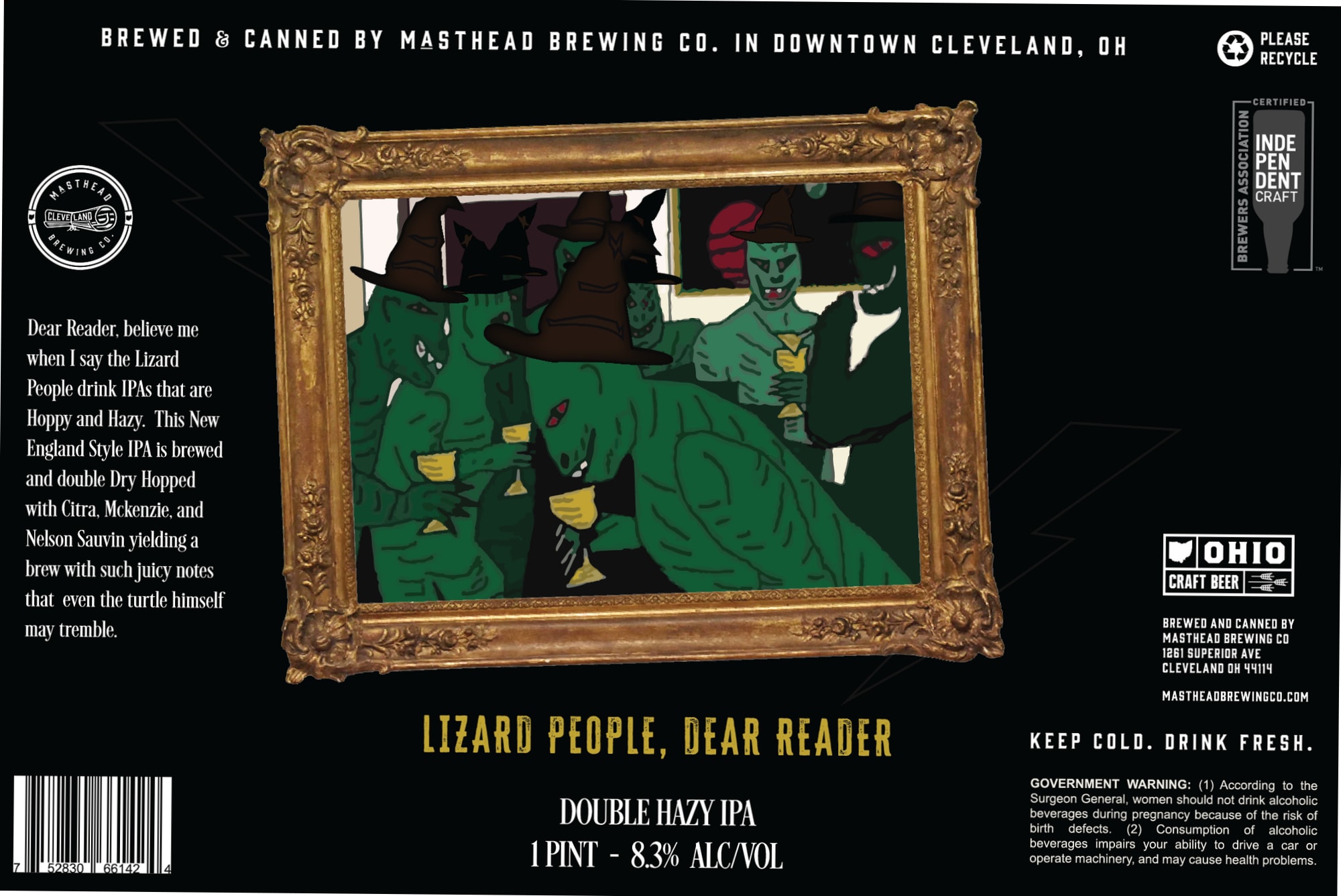 Lizard People, Dear Reader by Masthead Brewing Co. - beer label