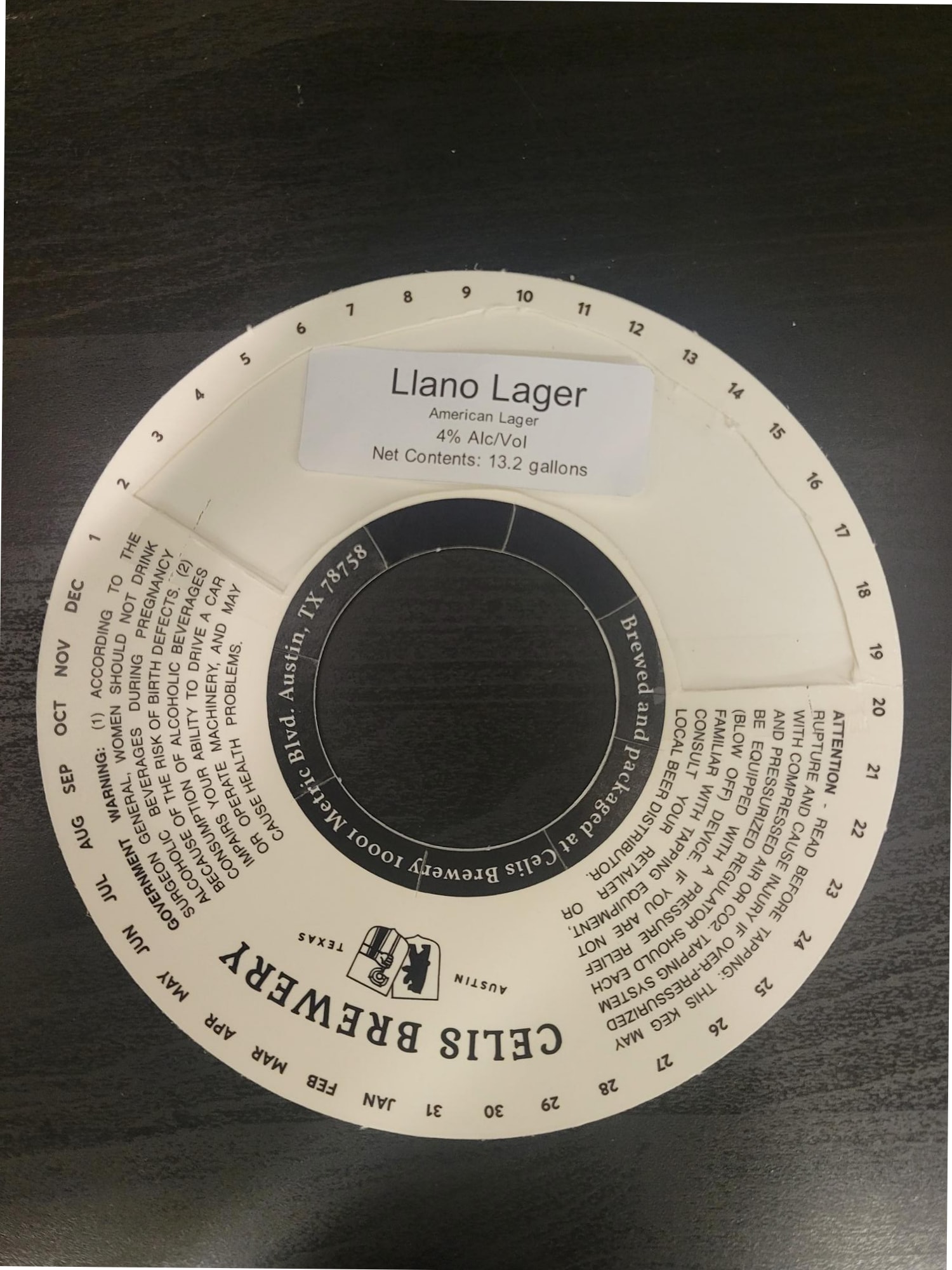 Llano Lager by Celis Brewery - beer label