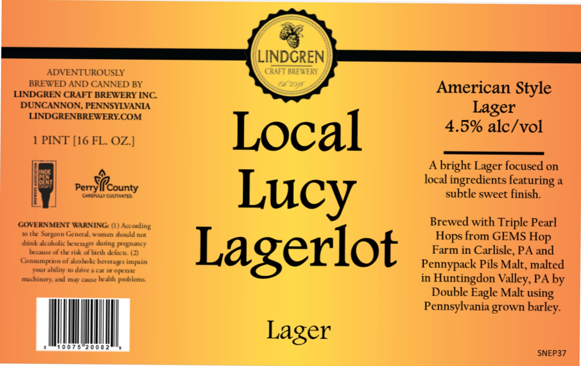 Local Lucy Lagerlot by Lindgren Craft Brewery - beer label