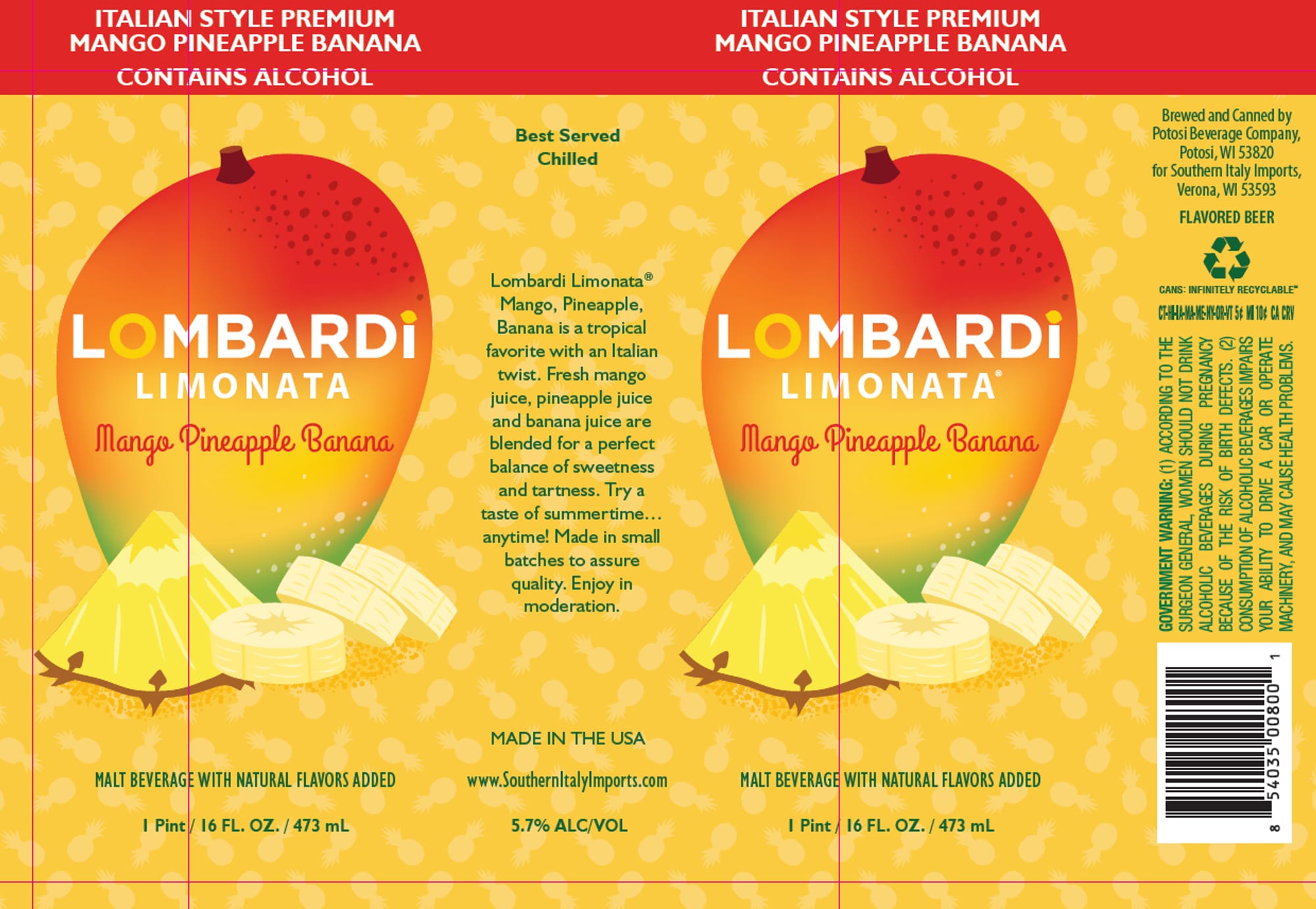 Lombardi Limonata by Southern Italy Imports - beer label