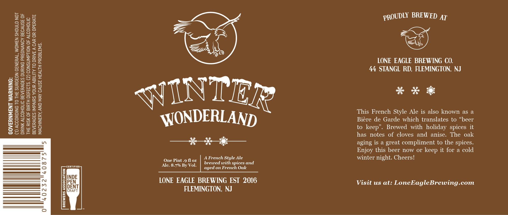Winter Wonderland by Lone Eagle Brewing - beer label