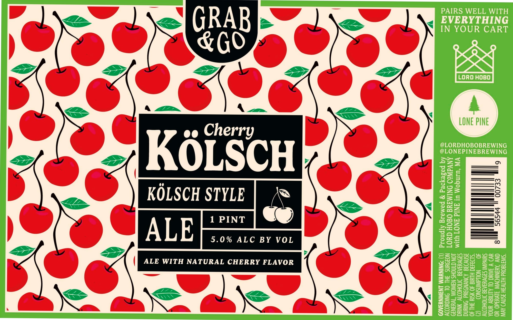 Lone Pine Cherry Kölsch by Lord Hobo Brewing - beer label