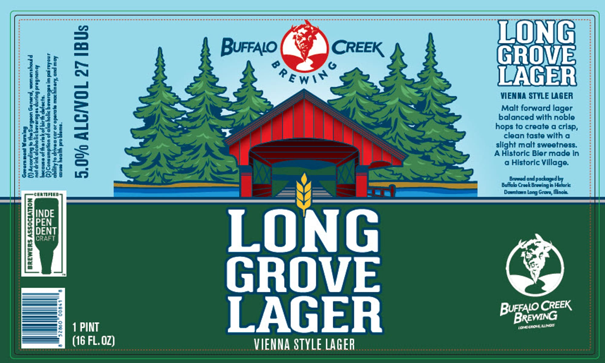 Long Grove Lager by Buffalo Creek Brewing - beer label