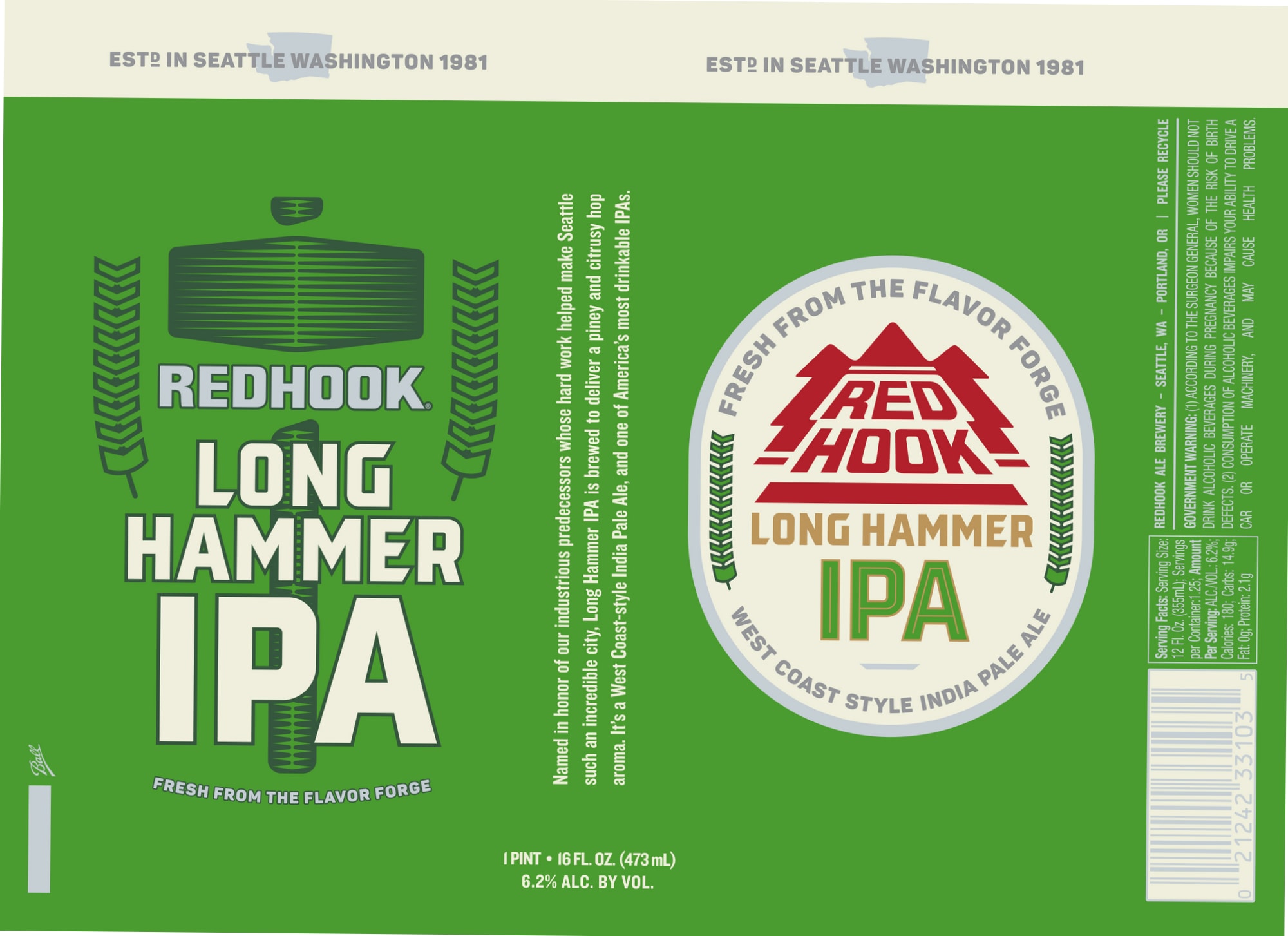 Long Hammer IPA by Redhook Brewery - beer label