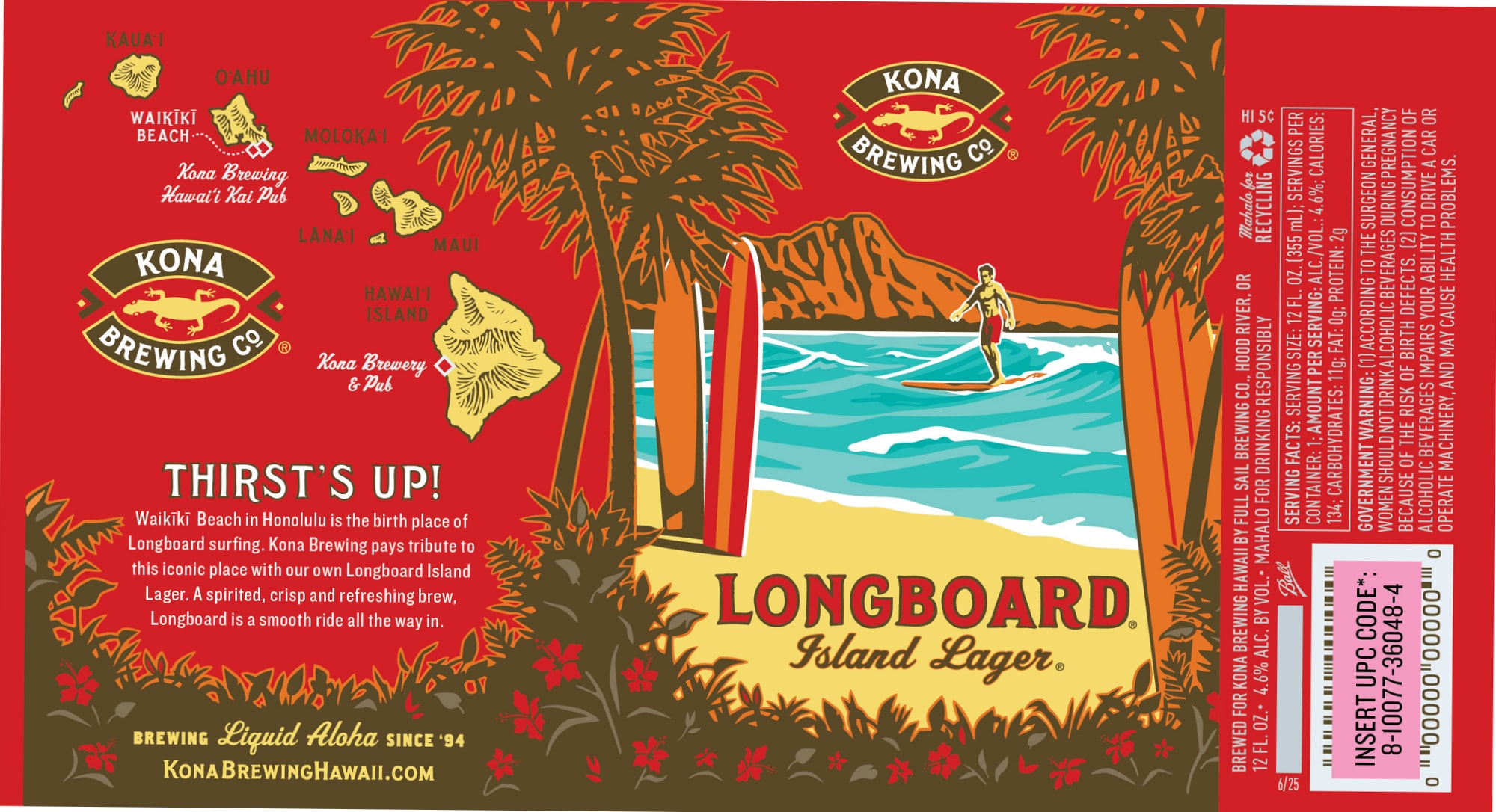 Longboard Island Lager by Kona Brewing Co. - beer label