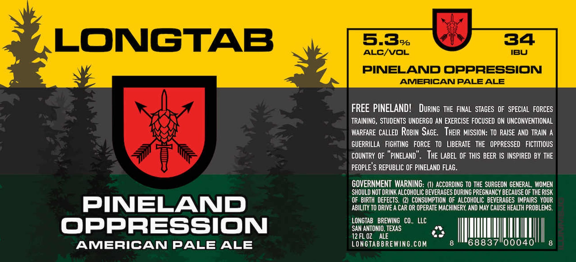 Pineland Oppression by Longtab Brewing Co. - beer label