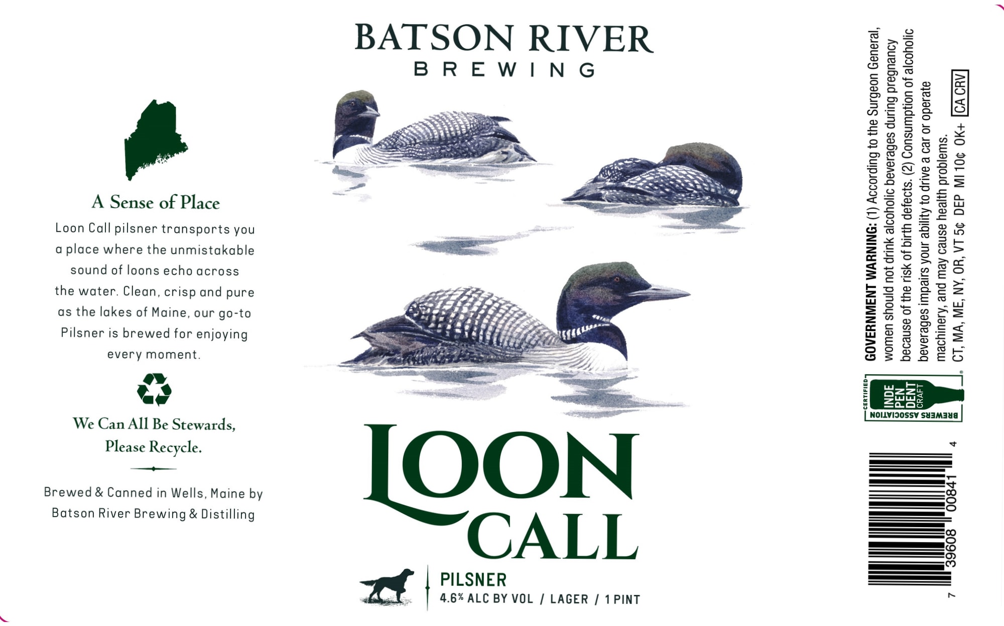 Loon Call Pilsner by Batson River Brewing & Distilling - beer label