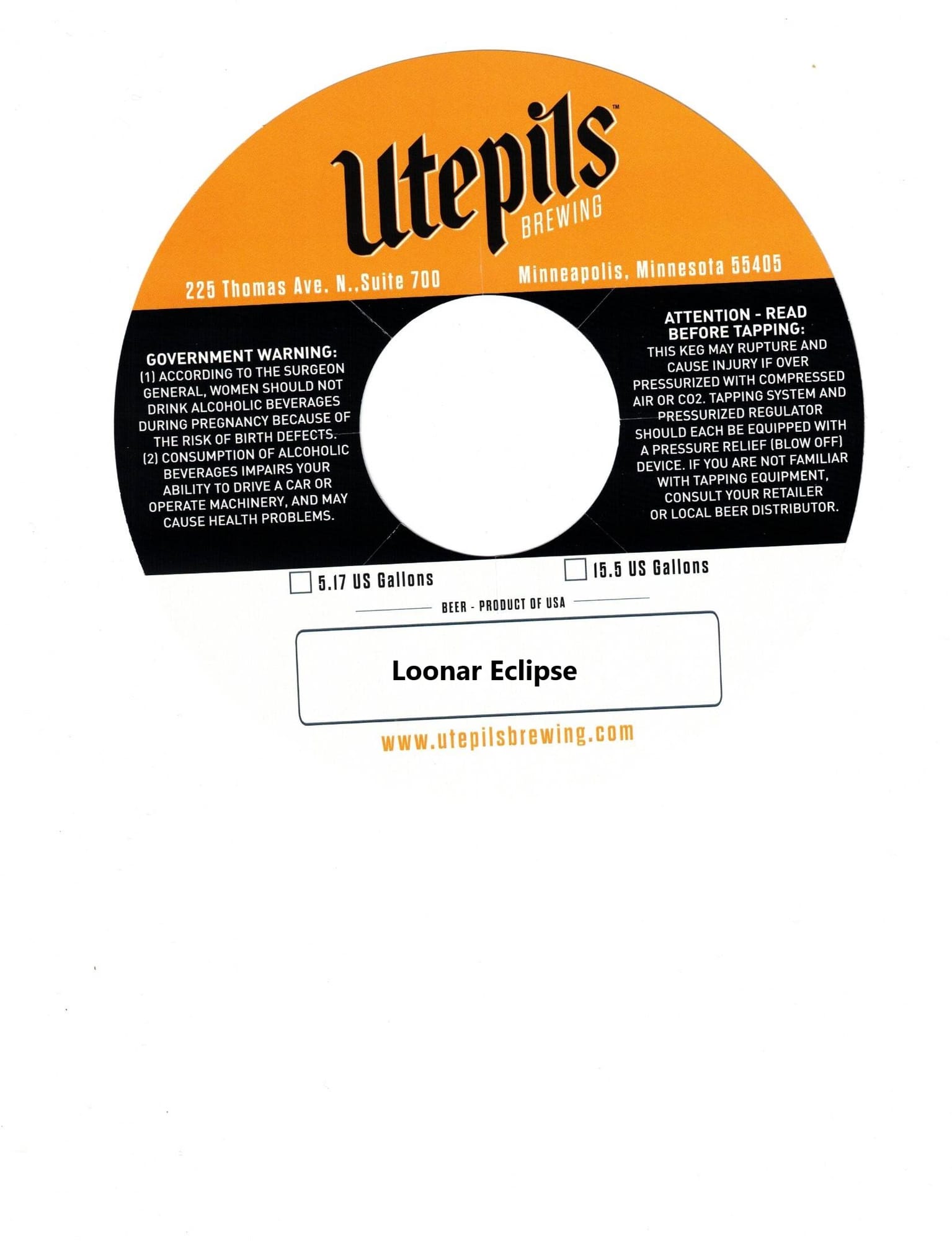 Loonar Eclipse by Utepils Brewing - beer label