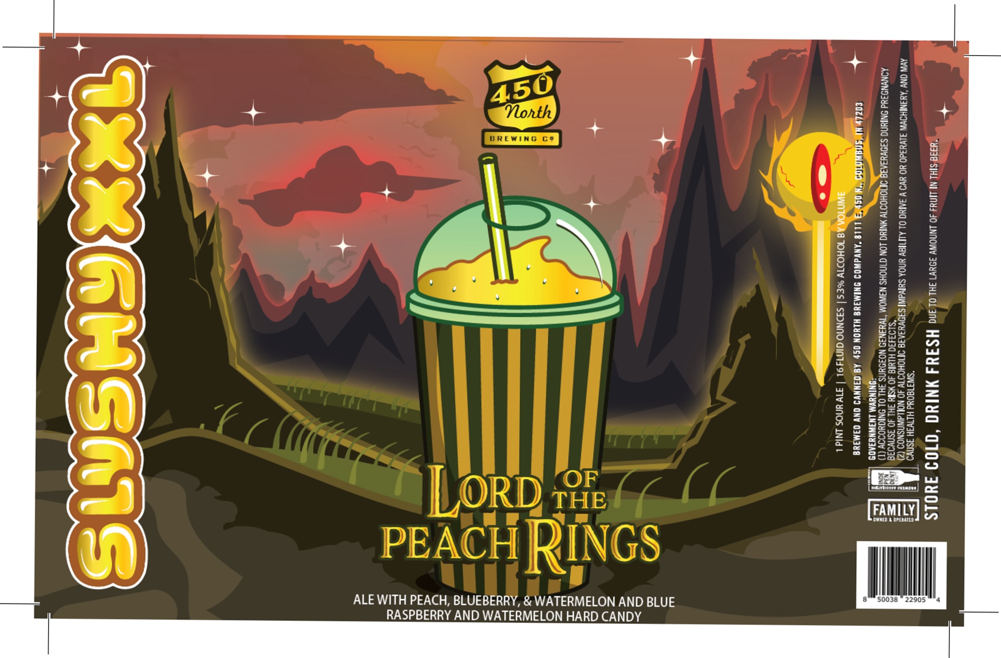 Lord of the Peach Rings by 450 North Brewing Co. - beer label