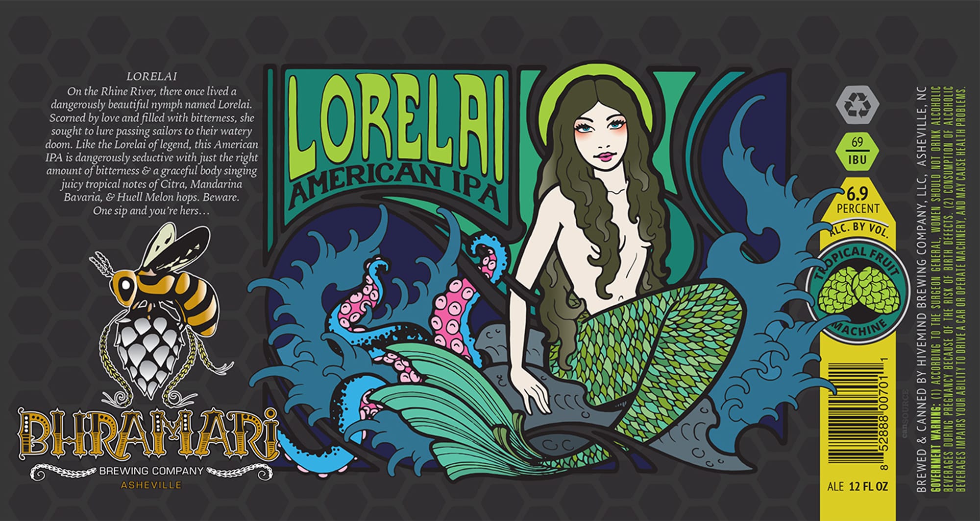 Lorelei American IPA by Bhramari Brewing Company - beer label