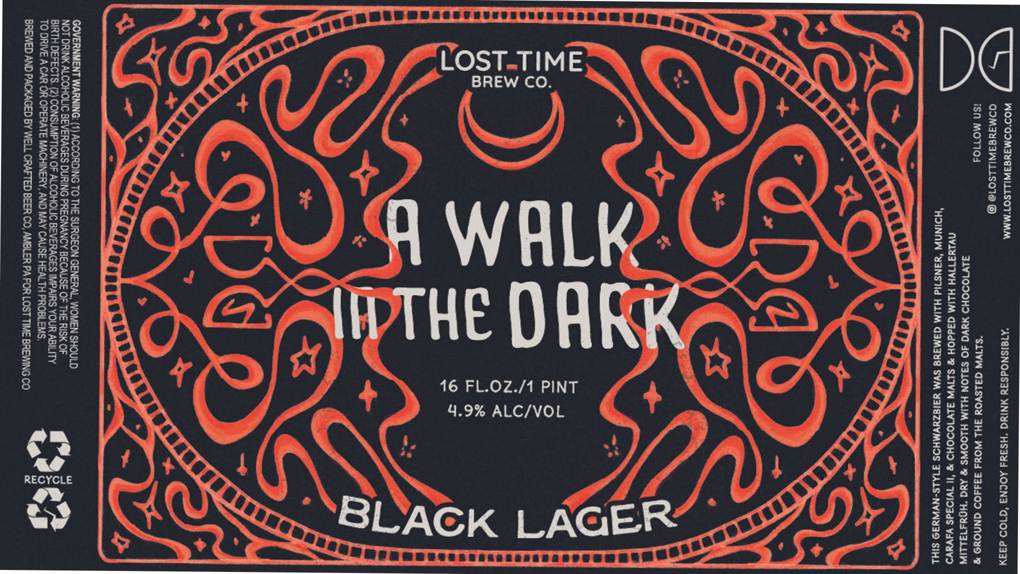A Walk In The Dark by Lost Time Brew Co. - beer label