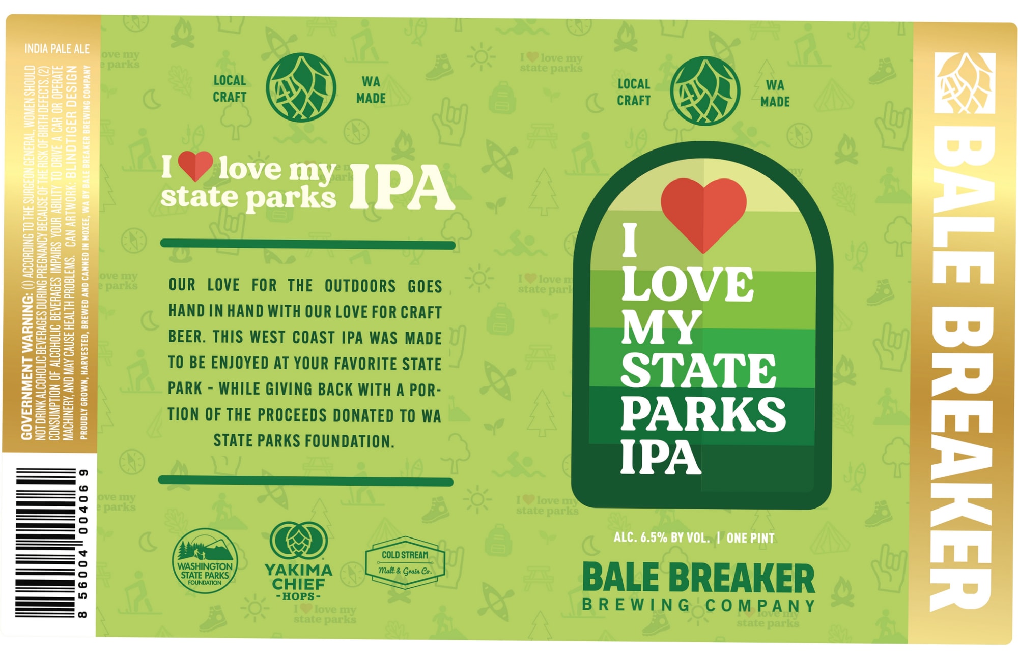 Love My State Parks IPA by Bale Breaker Brewing Company - beer label
