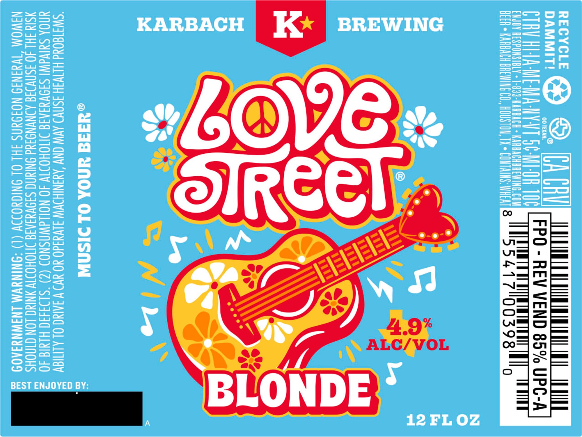 Love Street Blonde by Karbach Brewing Co. - beer label
