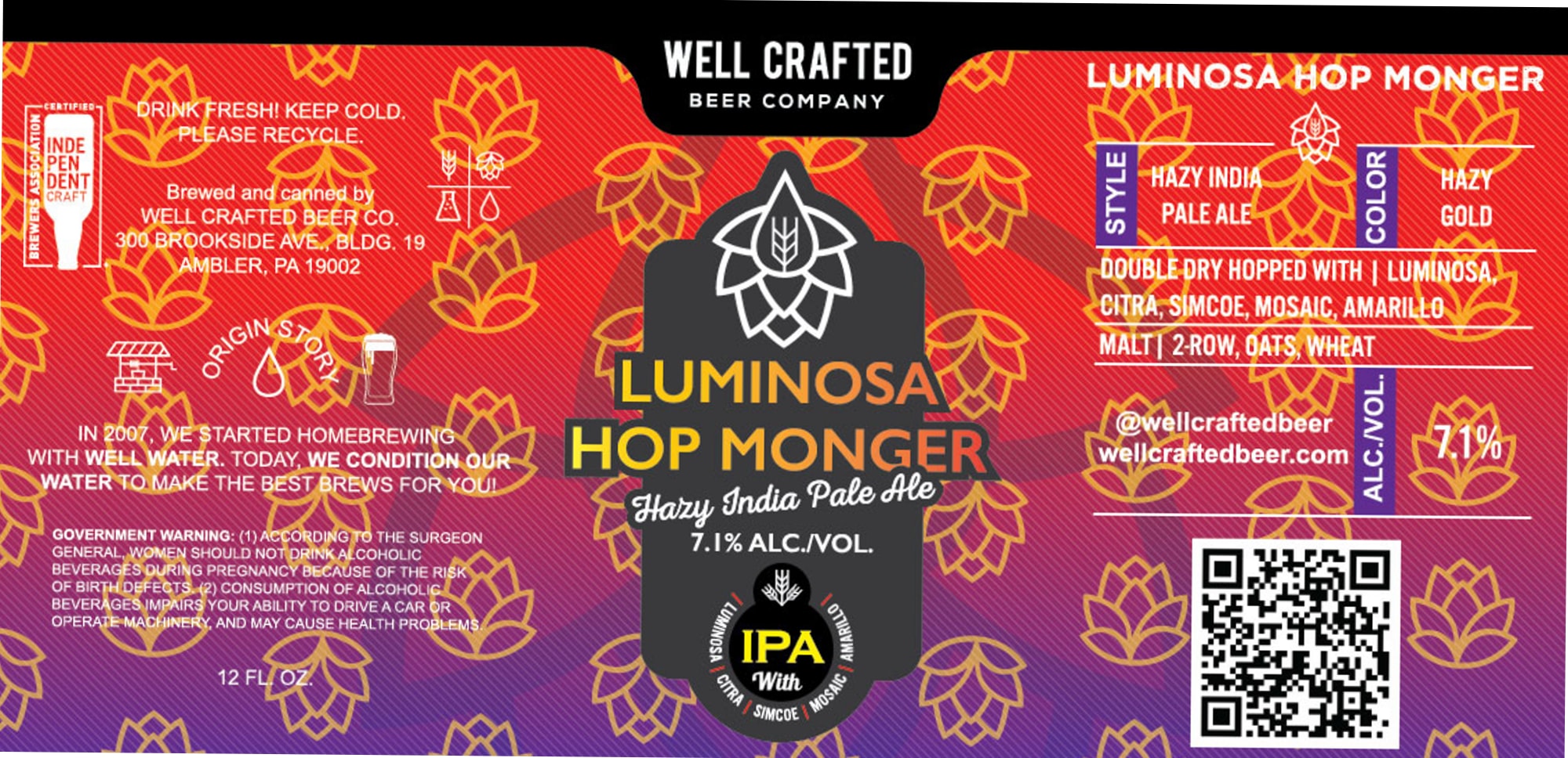 Luminosa Hop Monger by Well Crafted Beer Co. - beer label