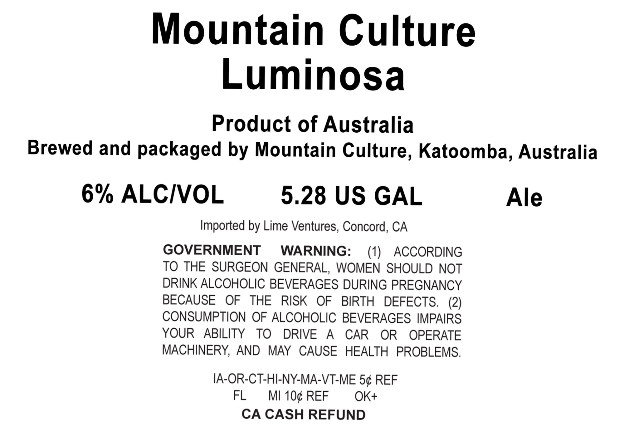 Luminosa by Mountain Culture - beer label