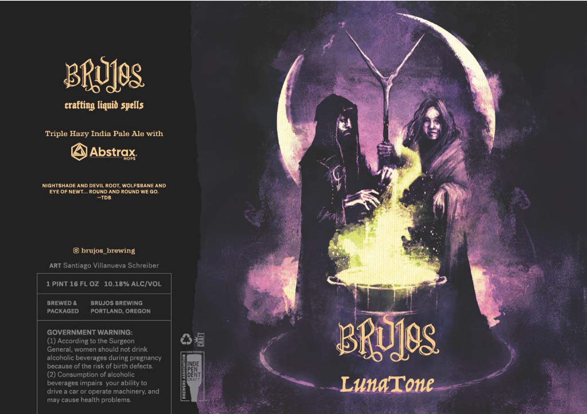 LunaTone by Brujos Brewing - beer label